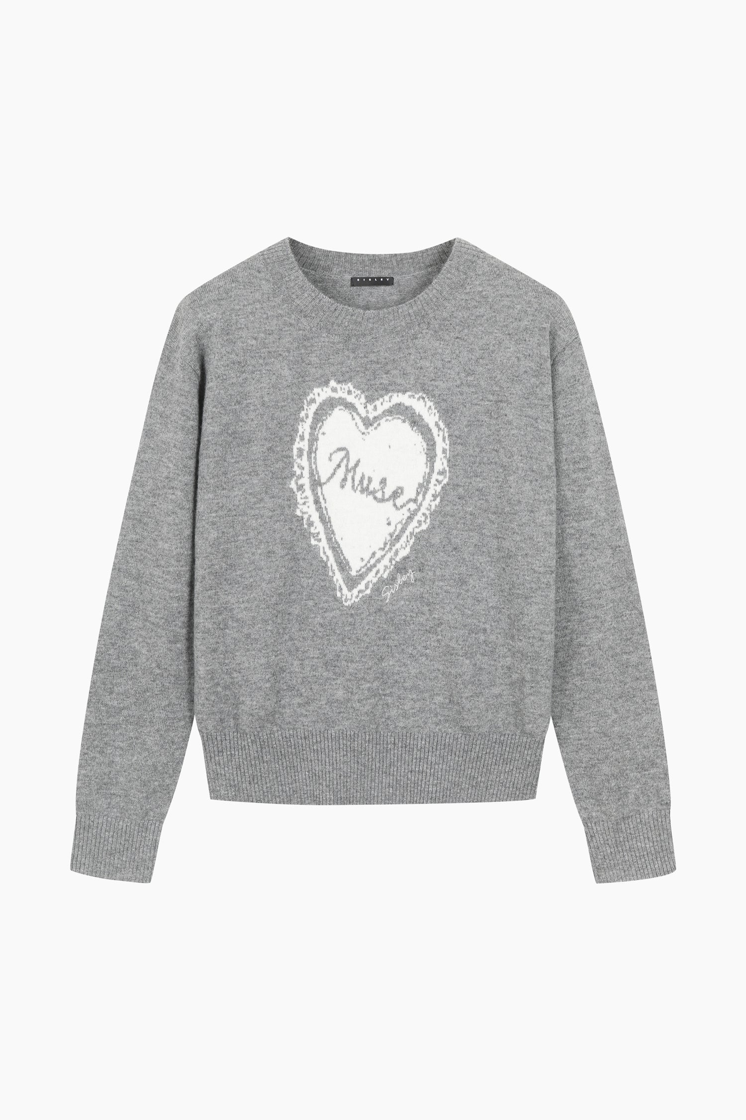 Maglia con intarsio cuore da donna grigio chiaro | Sisley Outlet