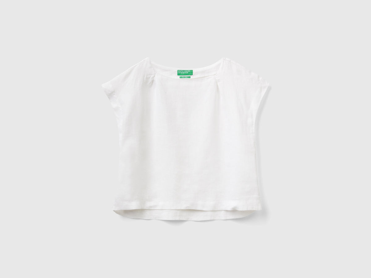 Blusa scollo quadrato in puro lino