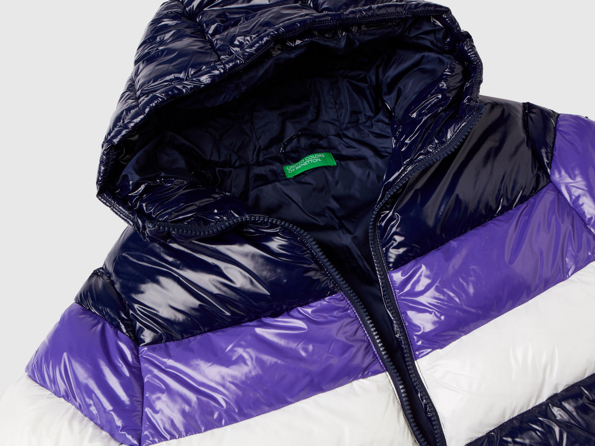 Piumino color block over fit