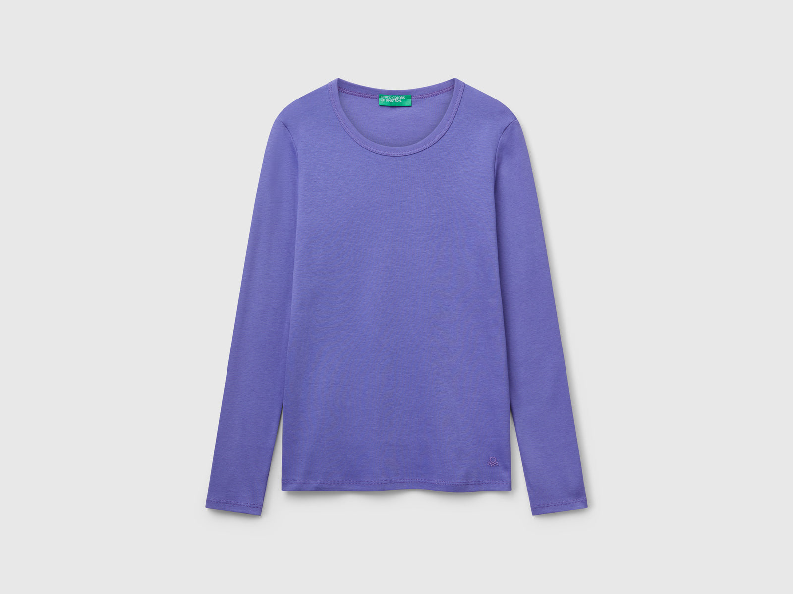 T-shirt manica lunga 100% cotone da donna viola | Benetton Outlet
