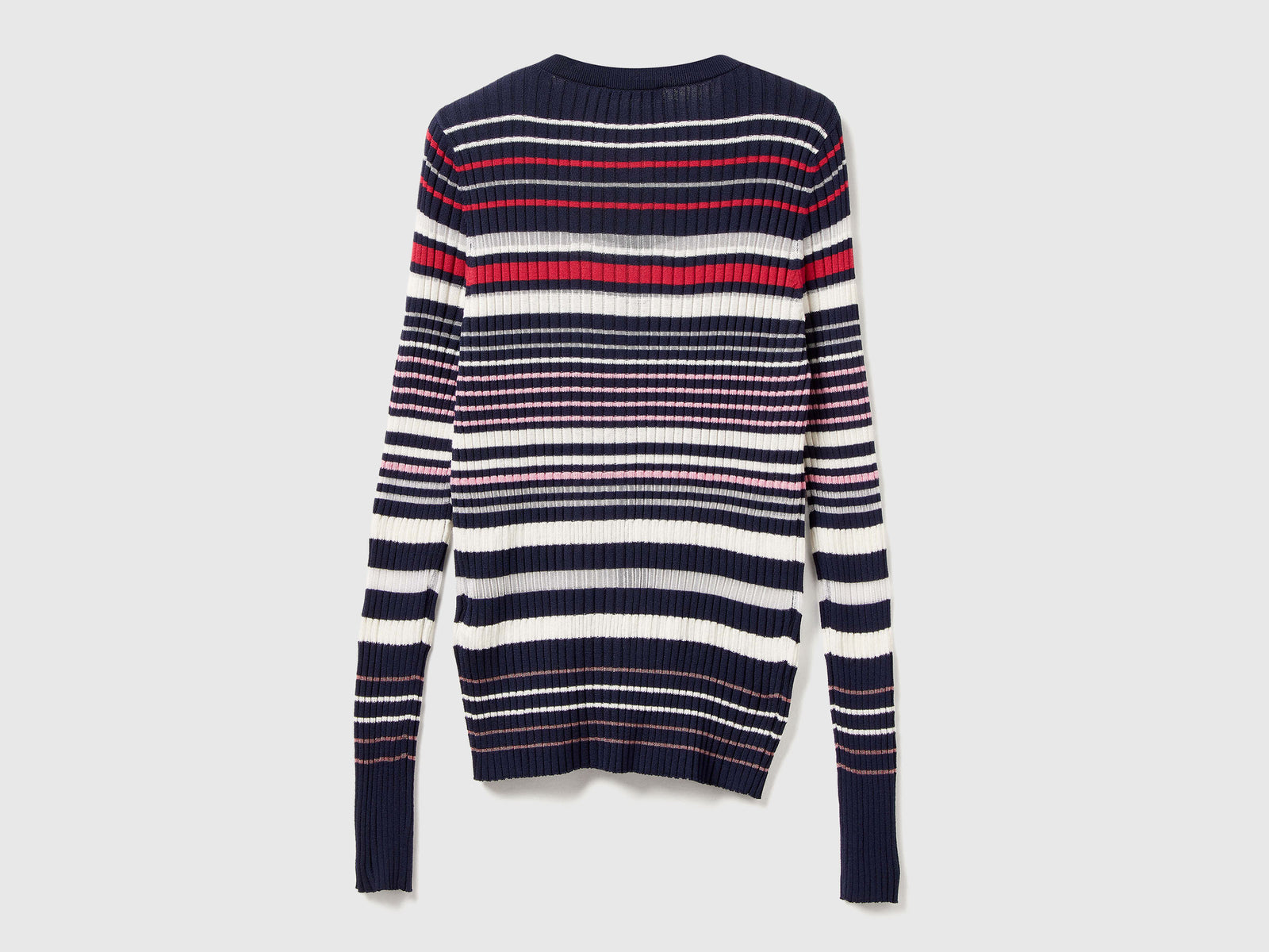 Cardigan a righe in misto viscosa da donna blu scuro 2 | Benetton Outlet