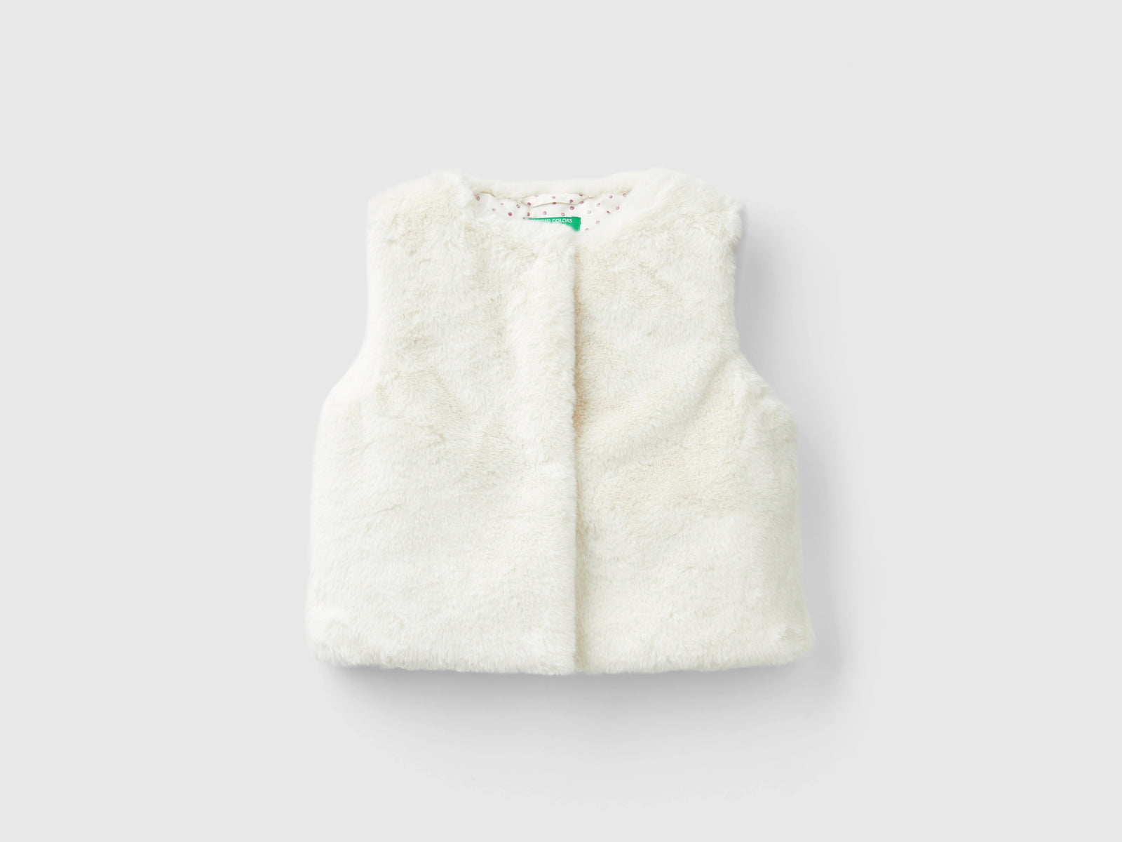 Faux fur vest da bimba bianco panna | Benetton Outlet