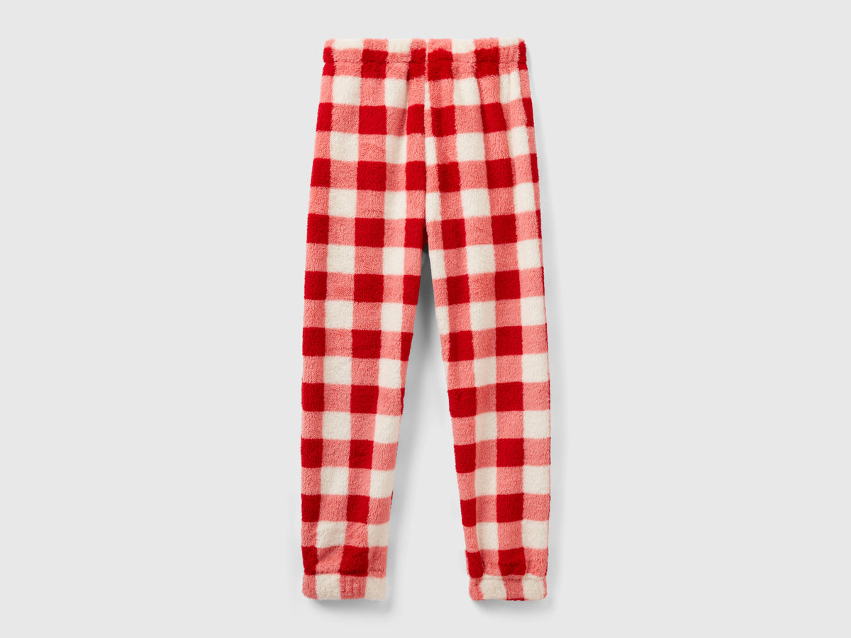 Pantaloni a quadri in pelliccetta