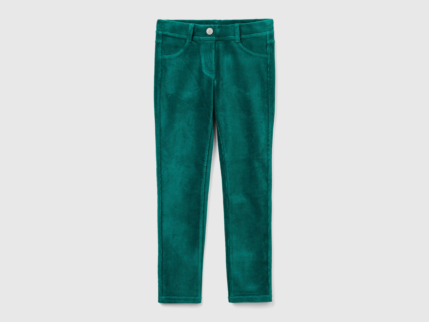 Pantaloni super skinny in ciniglia da bambina verde scuro | Benetton Outlet