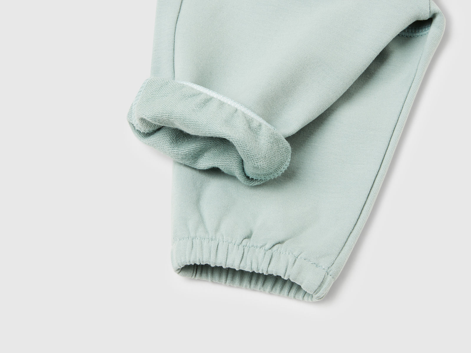 Pantaloni in felpa di cotone da neonato verde acqua 3 | Benetton Outlet