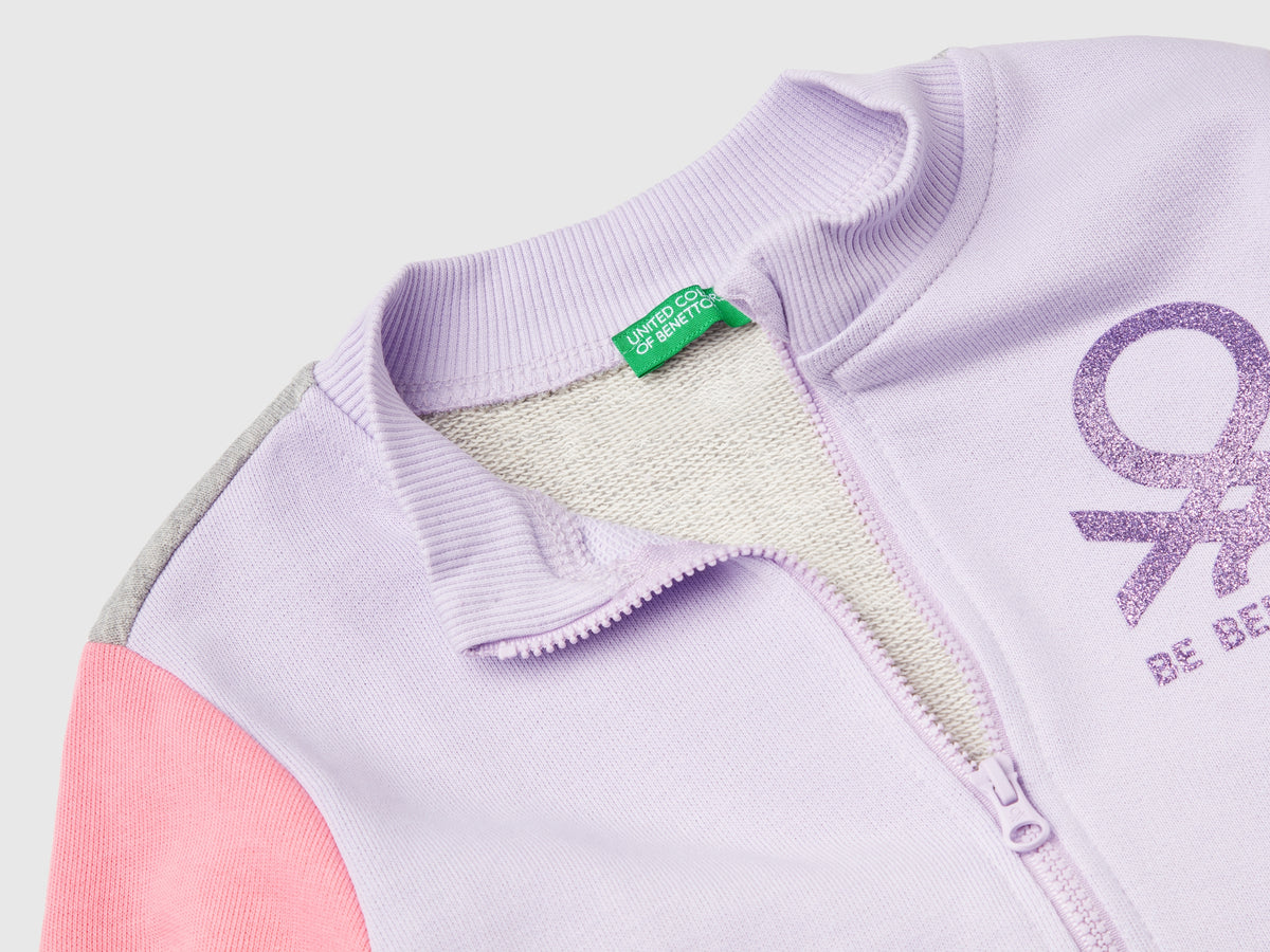 Felpa con zip in cotone bio