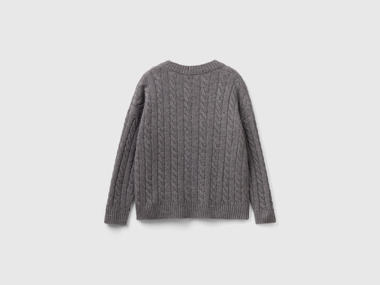 Cardigan over fit con trecce da donna grigio scuro 2 | Benetton Outlet