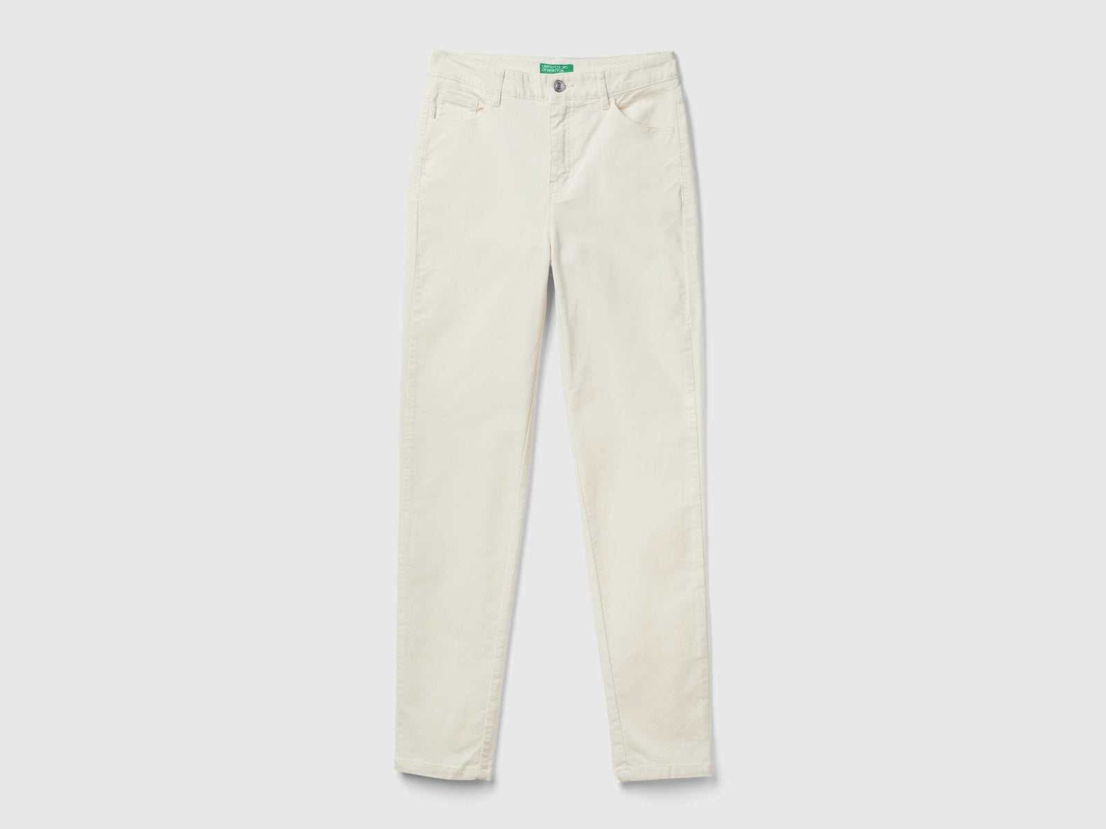 Pantalones de terciopelo de cinco bolsillos da donna bianco panna | Benetton Outlet