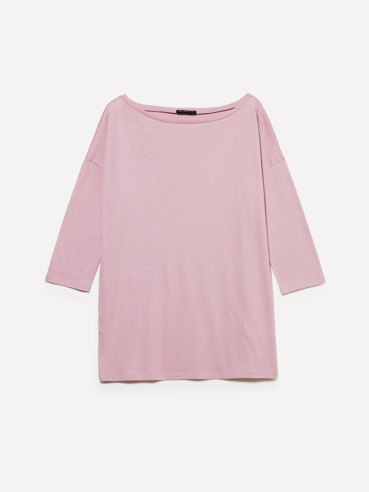 T-shirt malva con scollo a barca
