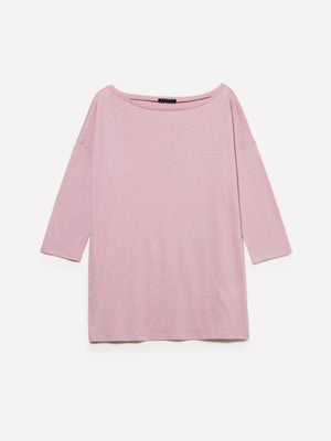 T-shirt malva con scollo a barca