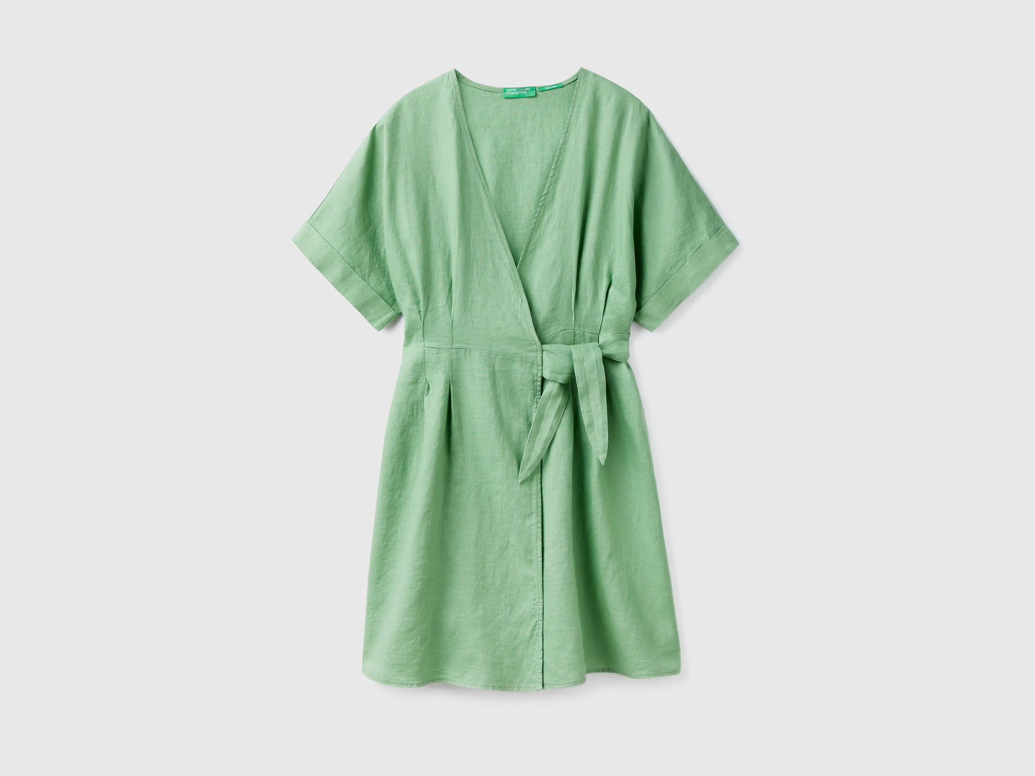 Abito corto con scollo a V da donna verde | Benetton Outlet
