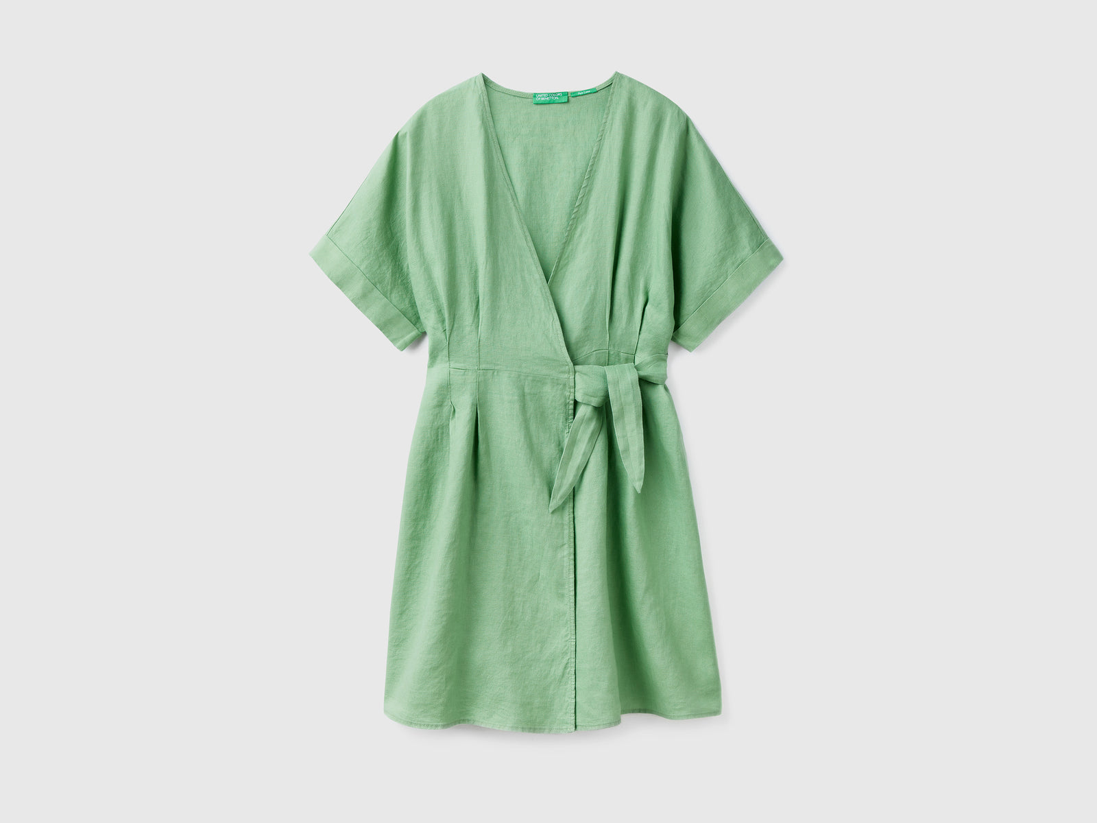 Abito corto con scollo a V da donna verde | Benetton Outlet