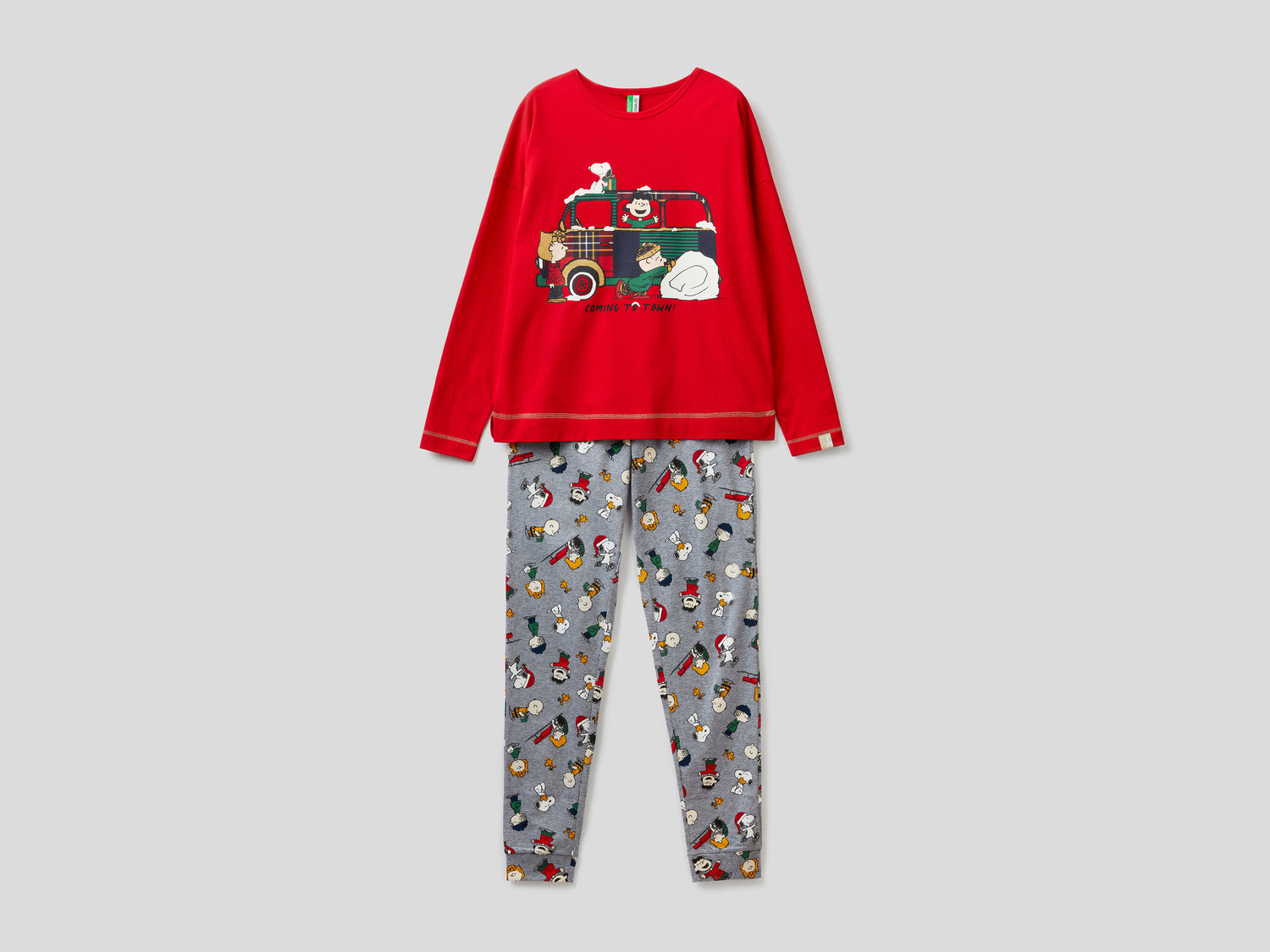 Pigiama Peanuts natalizio da donna rosso | Benetton Outlet