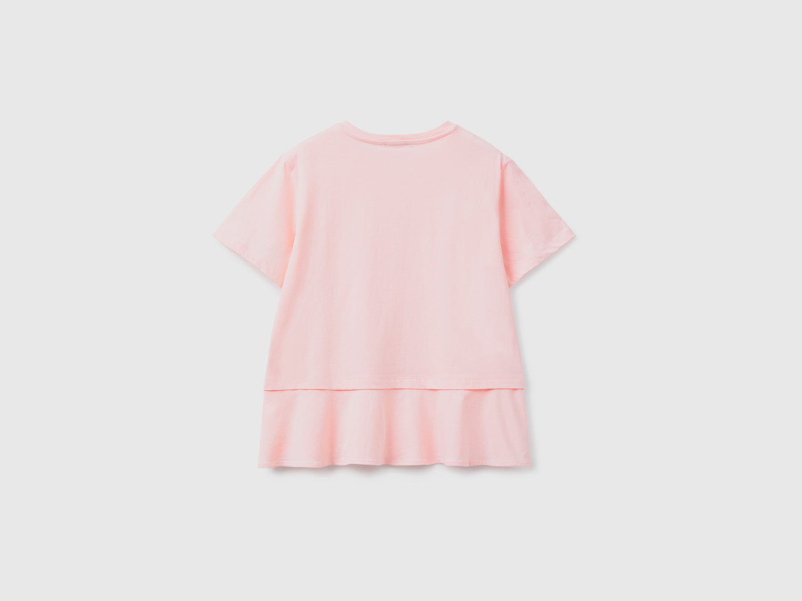 T-shirt girocollo a manica corta in puro cotone da donna rosa tenue 2 | Benetton Outlet