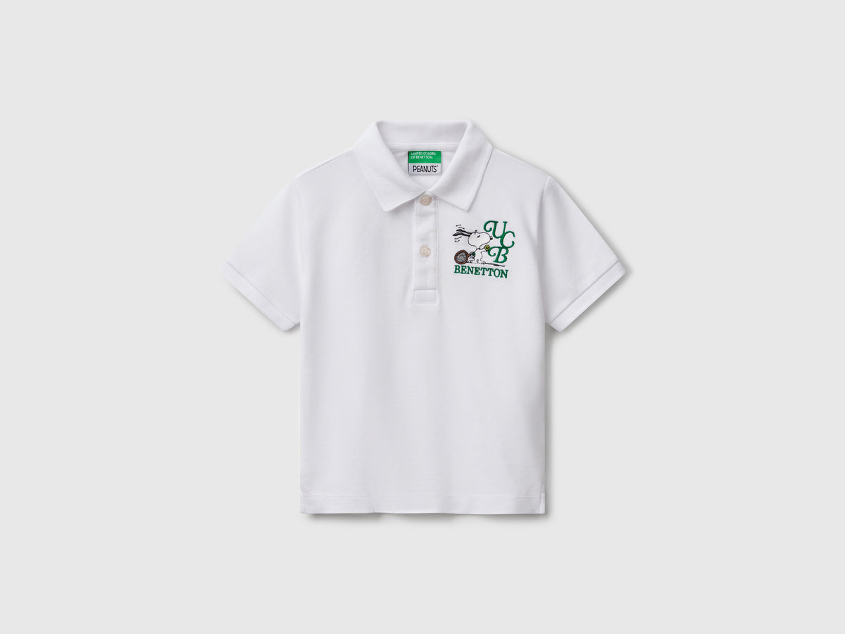 Polo con ricamo Snoopy ©Peanuts da bimbo bianco | Benetton Outlet