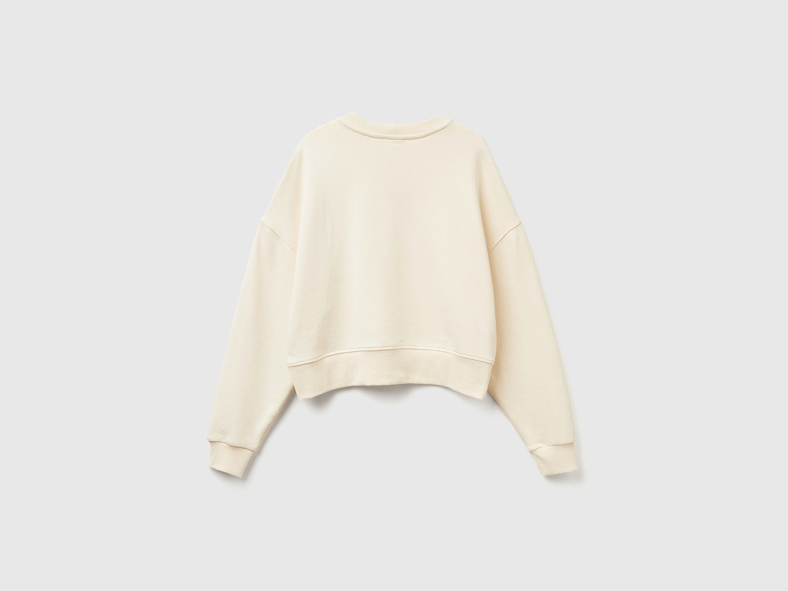 Felpa 100% cotone con stampa logo da donna bianco panna 2 | Benetton Outlet