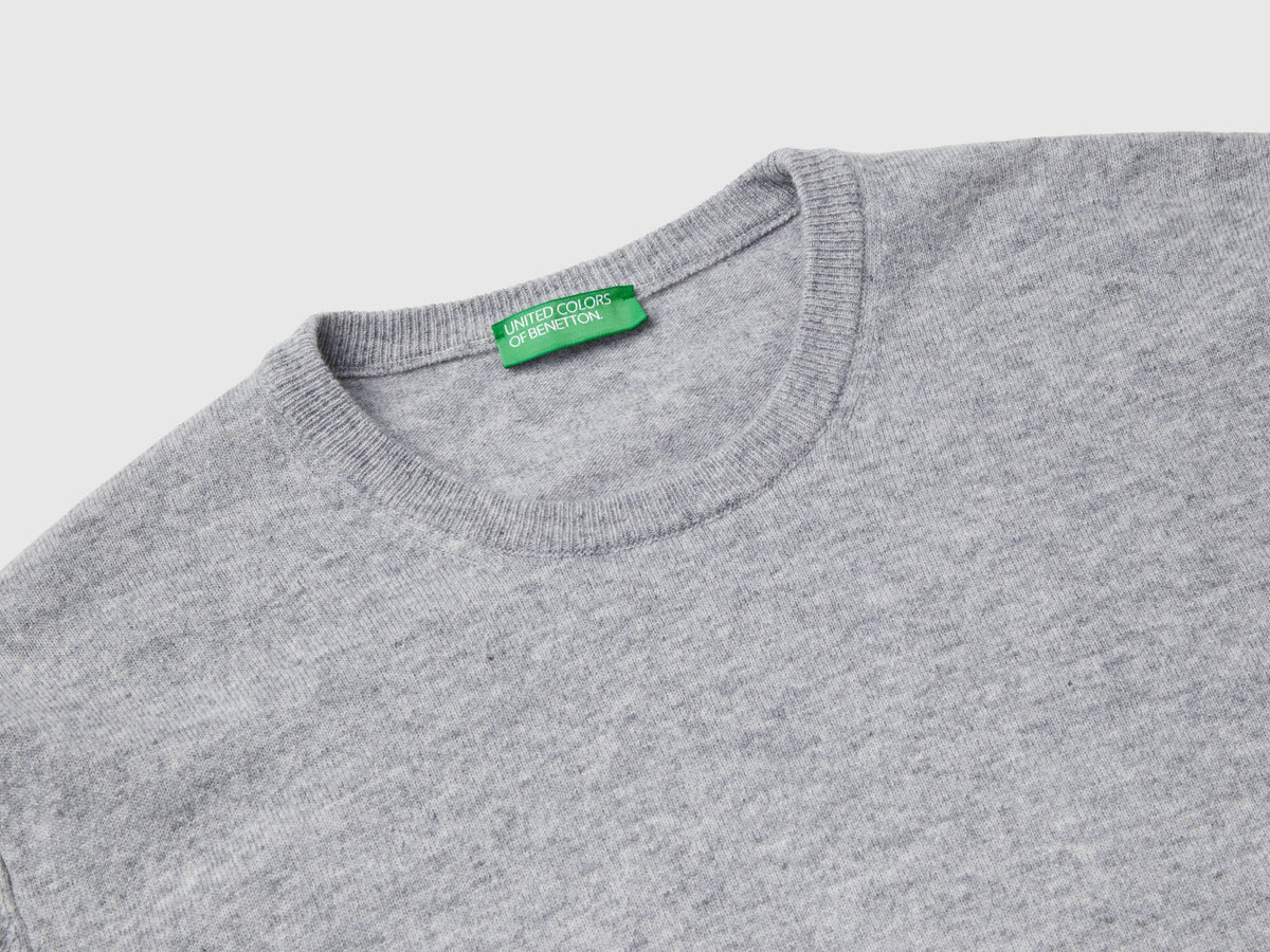 Maglia girocolloo mélange in pura lana Merino