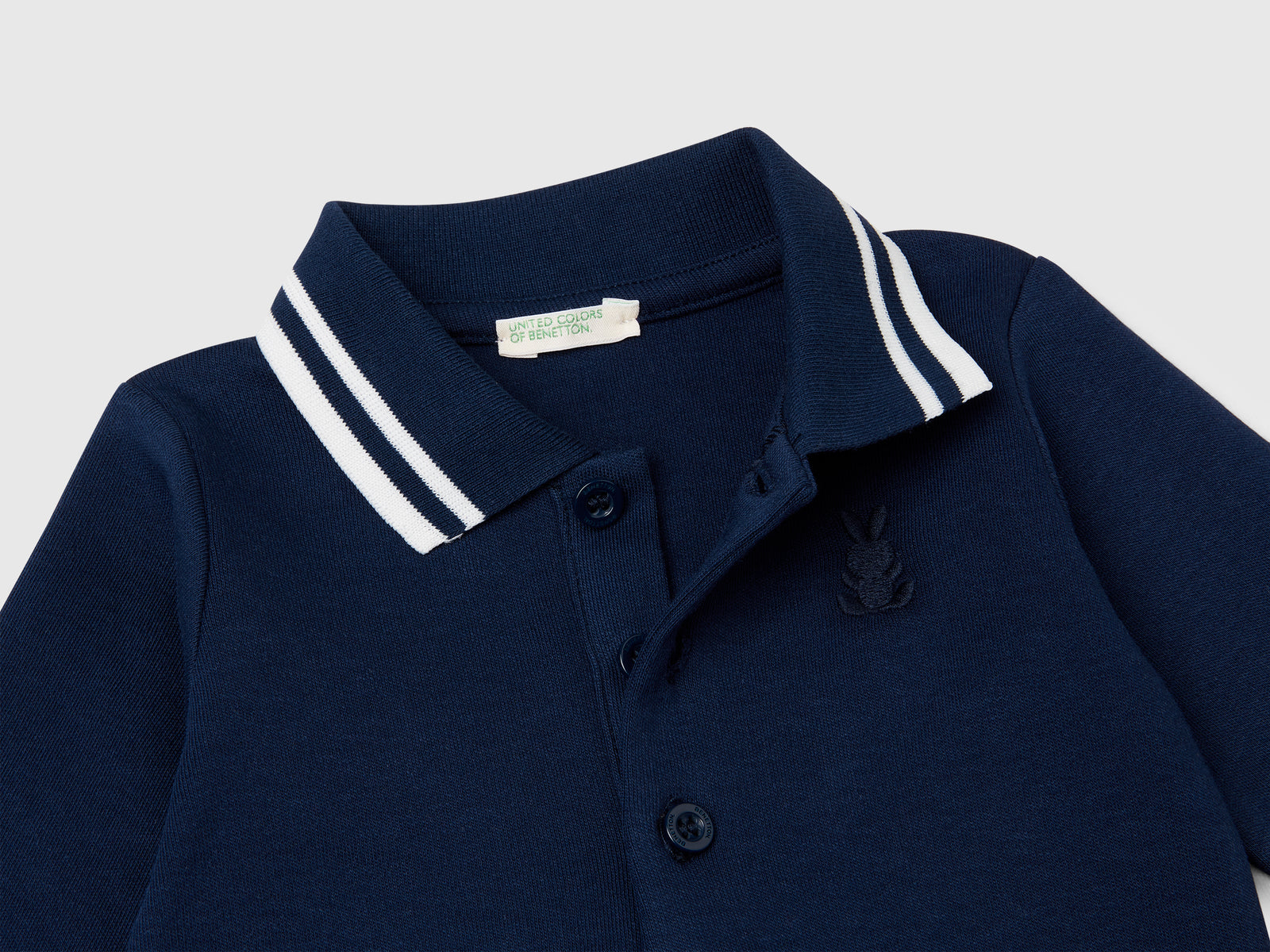 Body a polo in cotone da neonato blu scuro 3 | Benetton Outlet