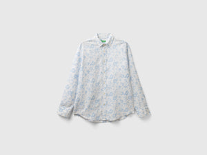 Camicia a fiori in misto lino