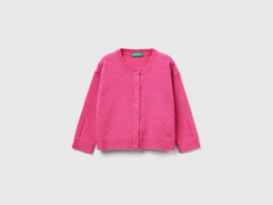 Cardigan in misto lana con trafori