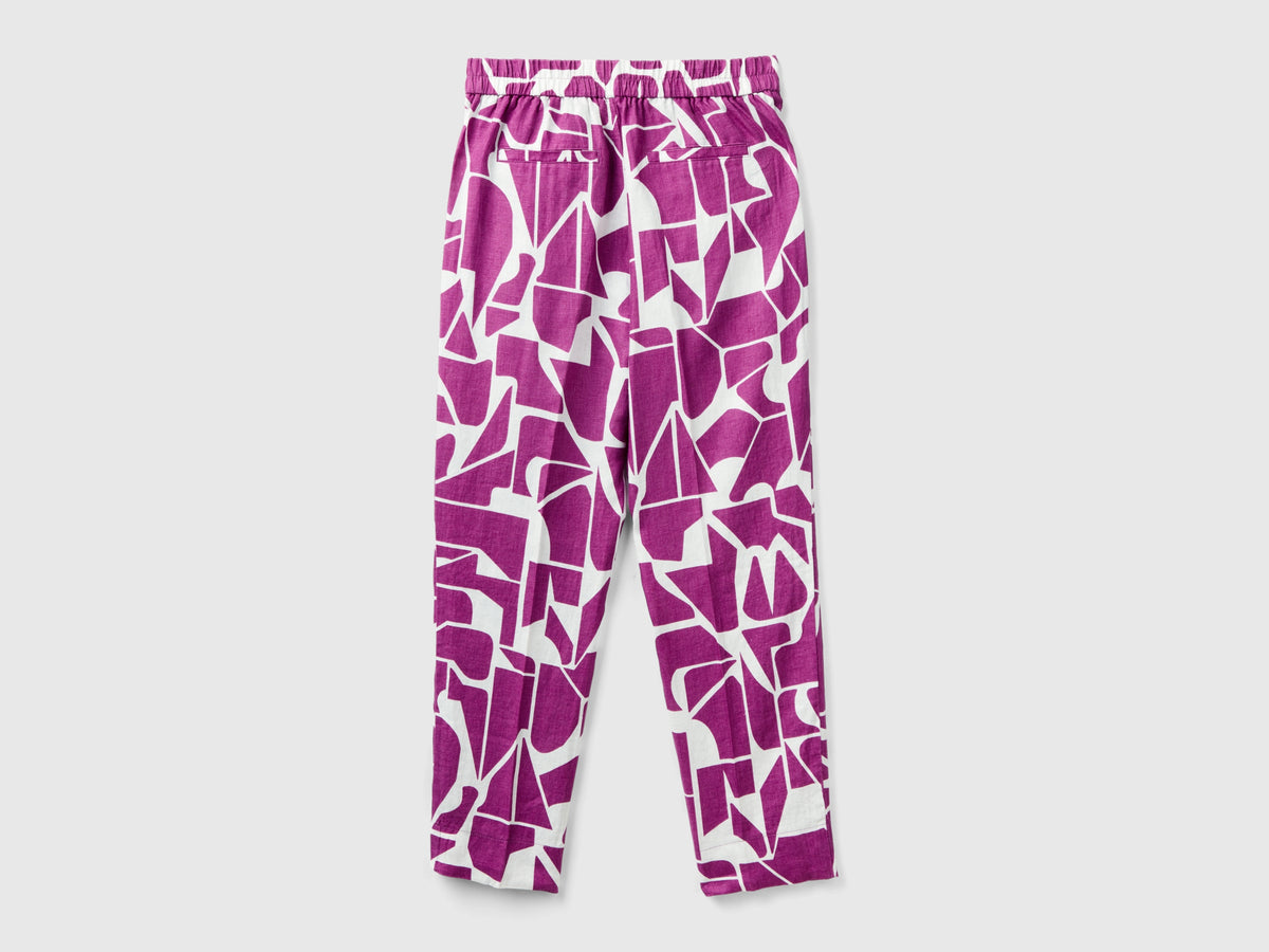 Pantaloni in lino stampato