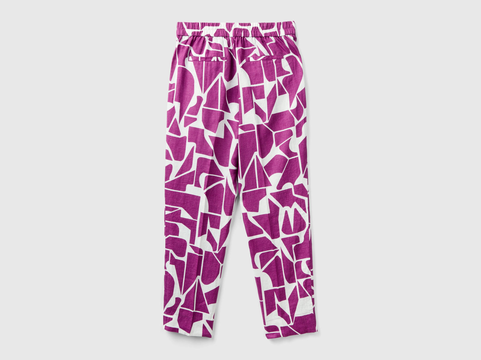 Pantaloni in lino stampato da donna viola 2 | Benetton Outlet