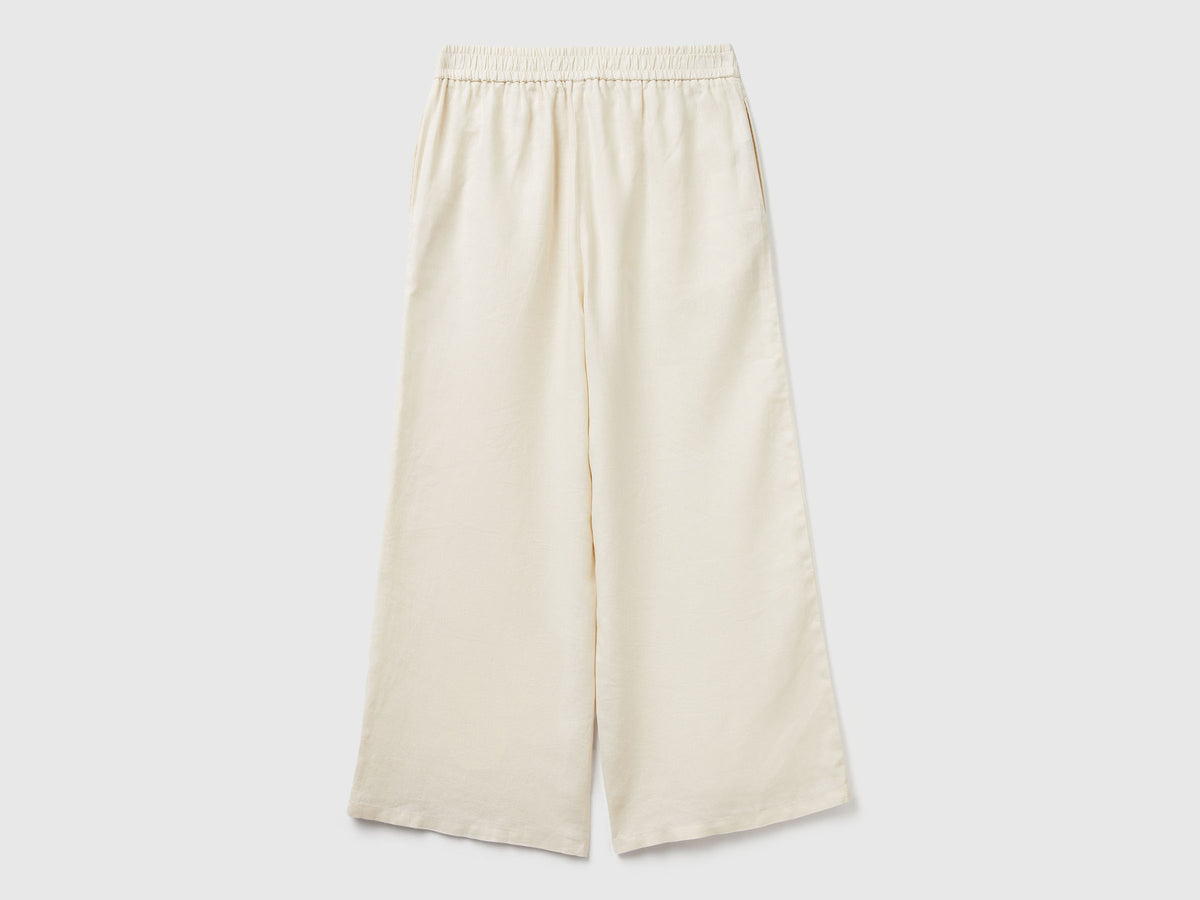 Pantaloni ampi in puro lino