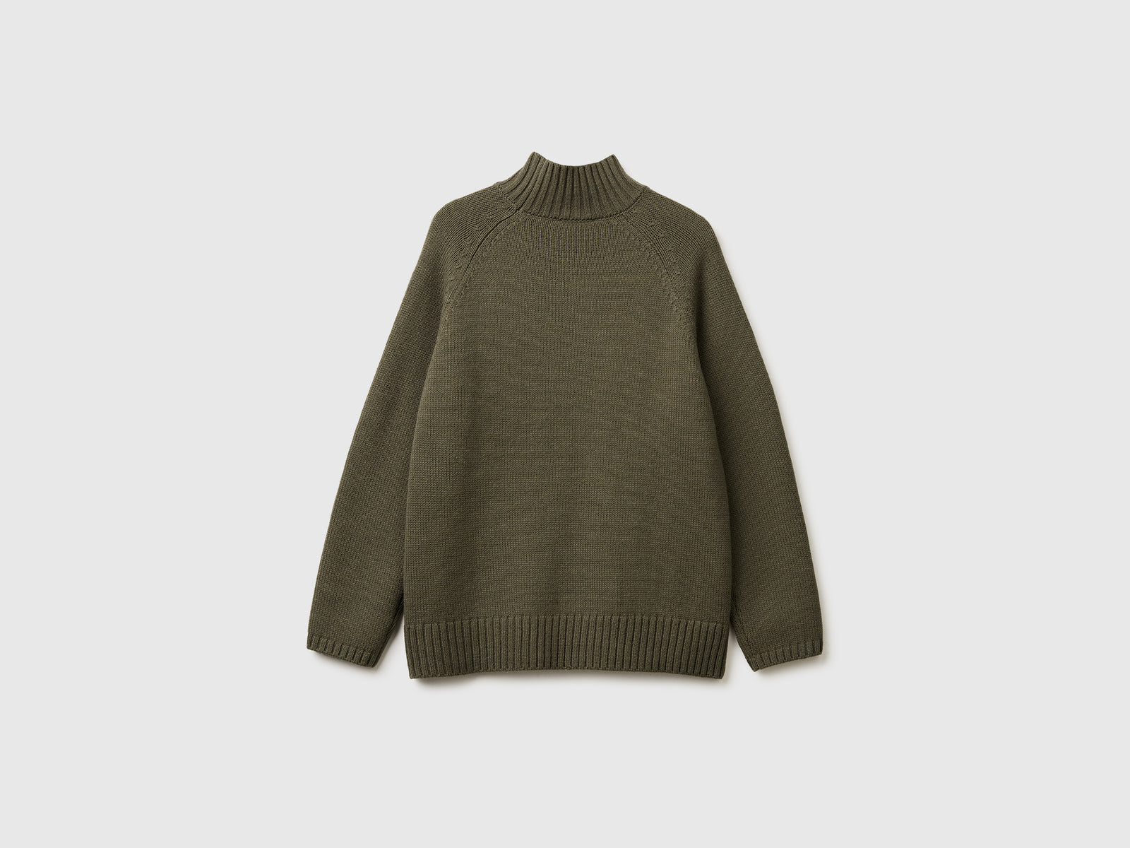Maglione dolcevita over fit con frange da donna verde militare 2 | Benetton Outlet
