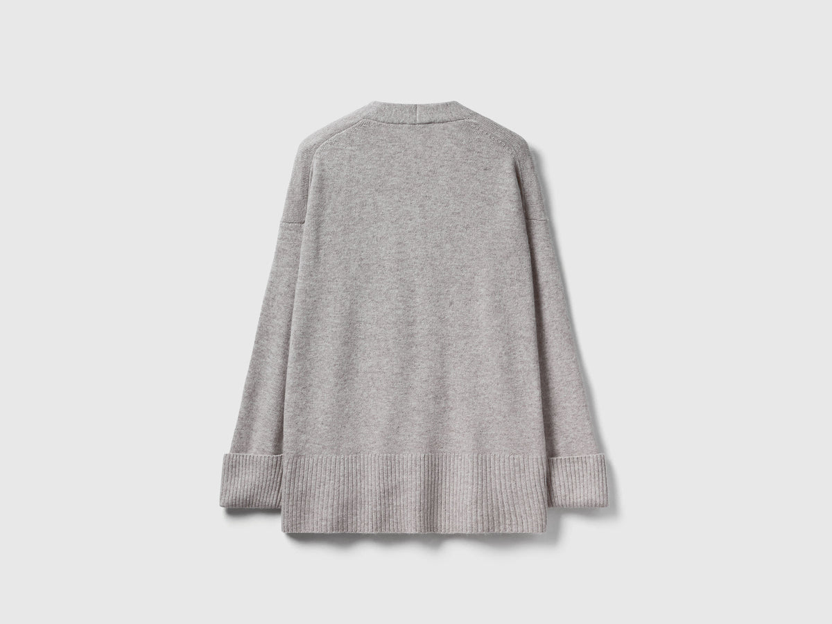 Cardigan over fit in misto lana