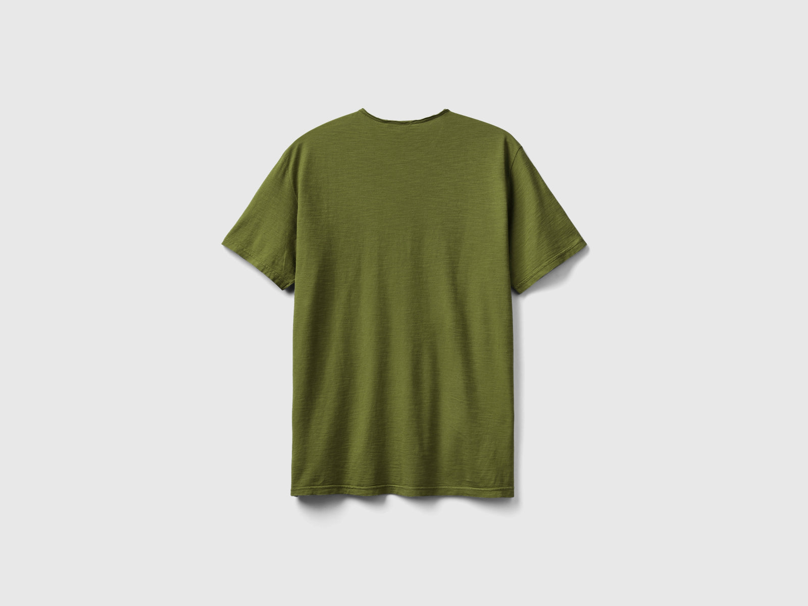 T-shirt in cotone fiammato da uomo verde militare 2 | Benetton Outlet