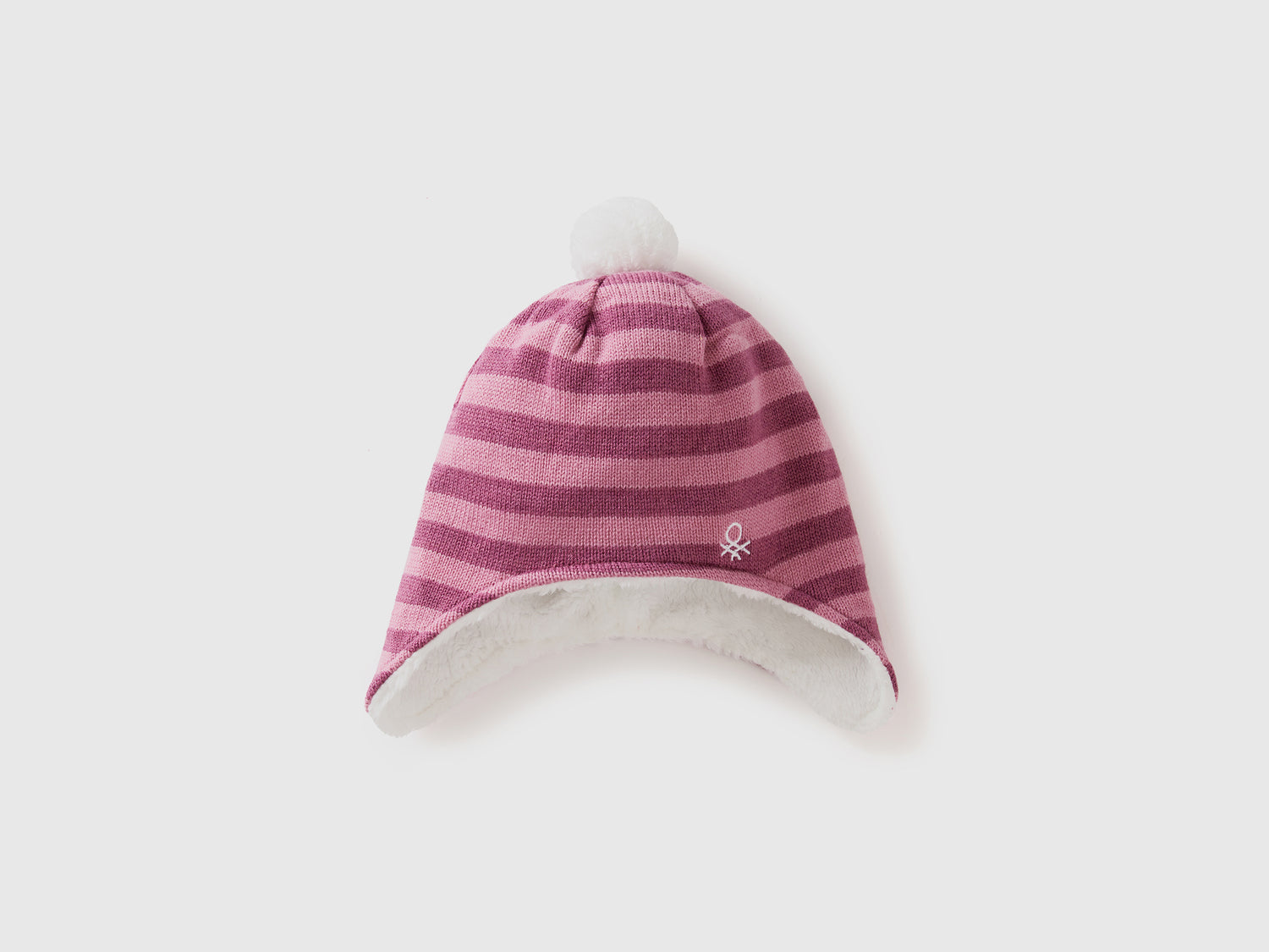 Cappello con paraorecchie e pom pom da bimba malva scuro | Benetton Outlet