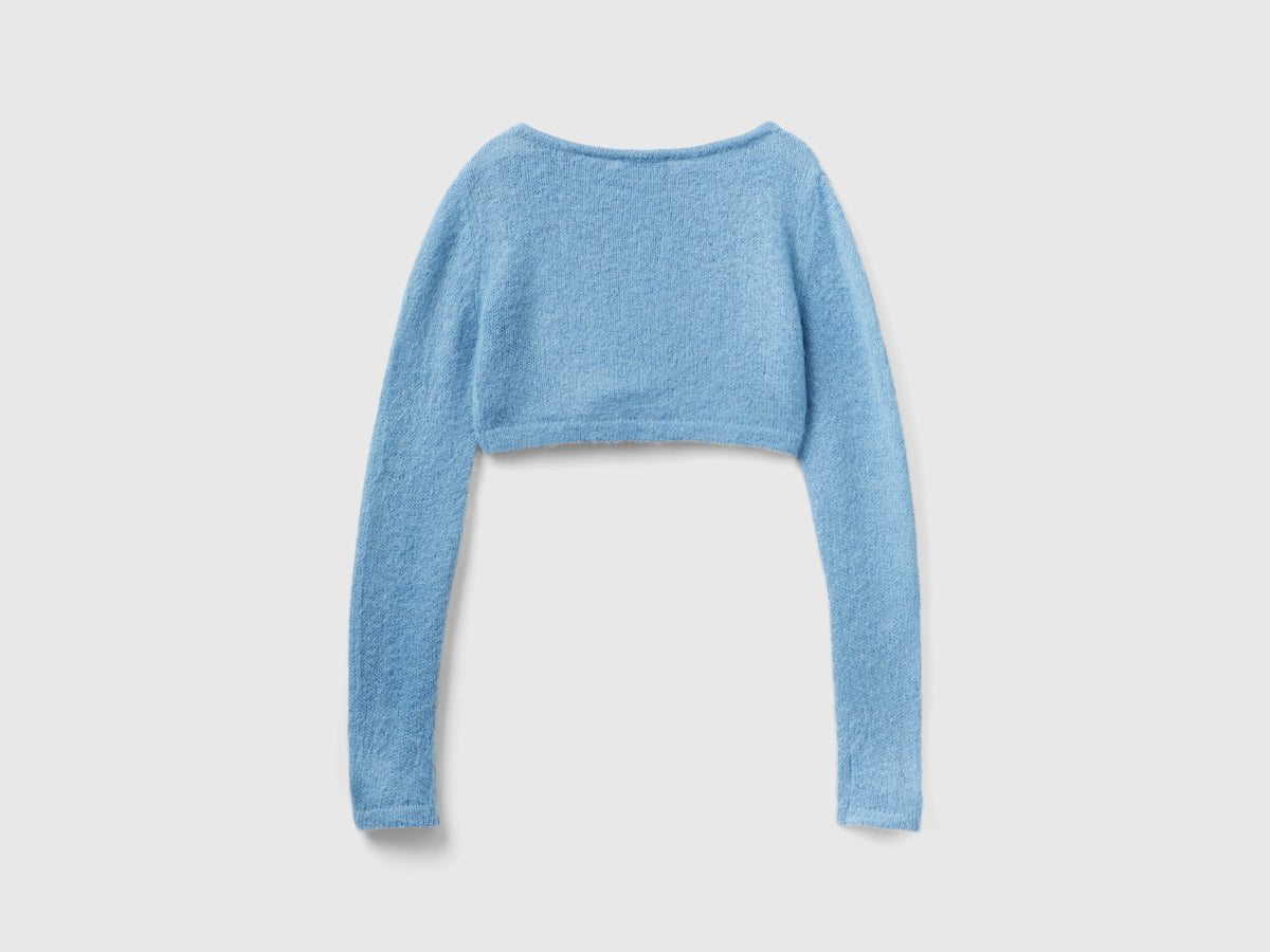 Maglia cropped in misto mohair