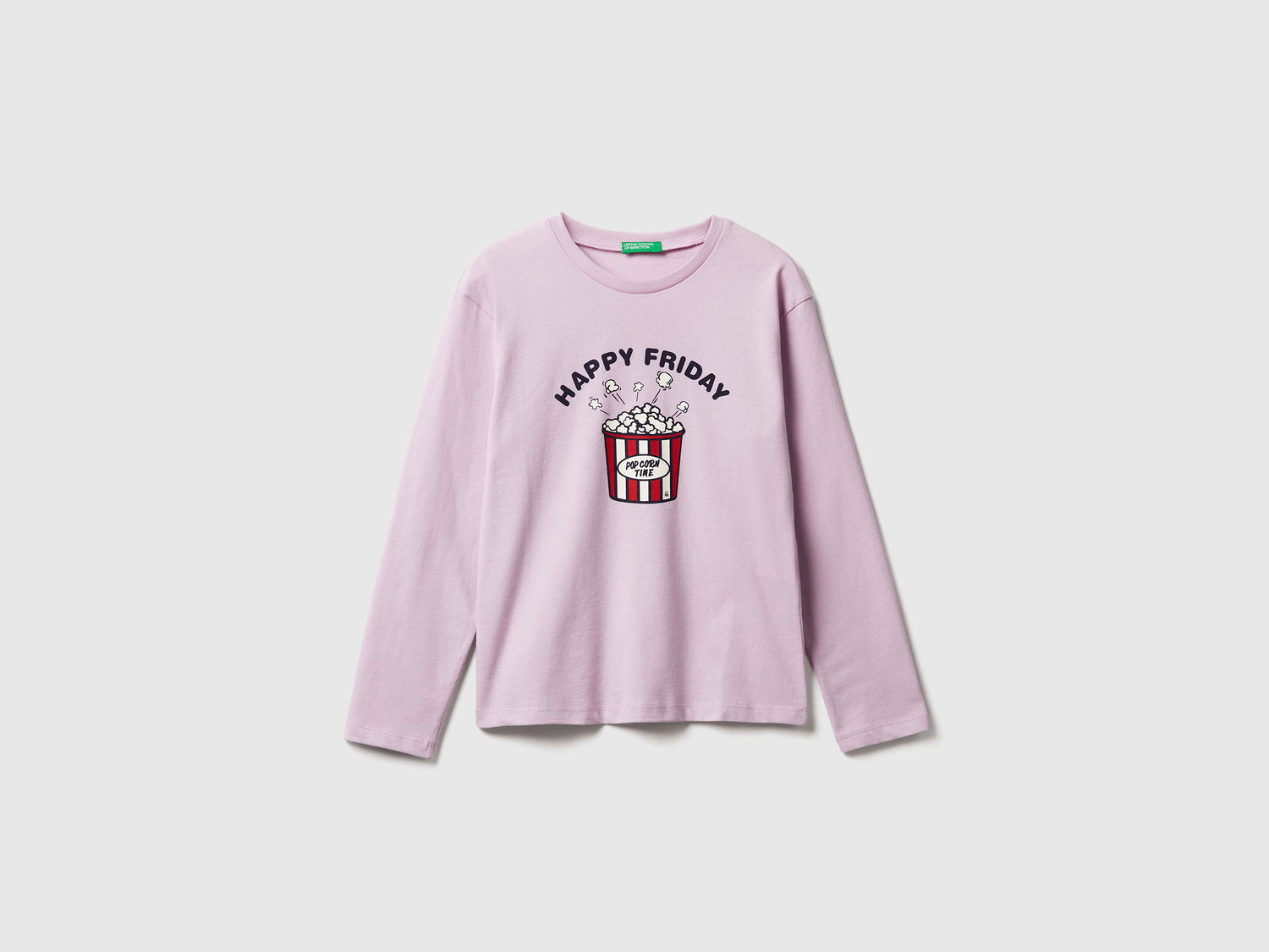T-shirt con stampa da bambina lavanda | Benetton Outlet