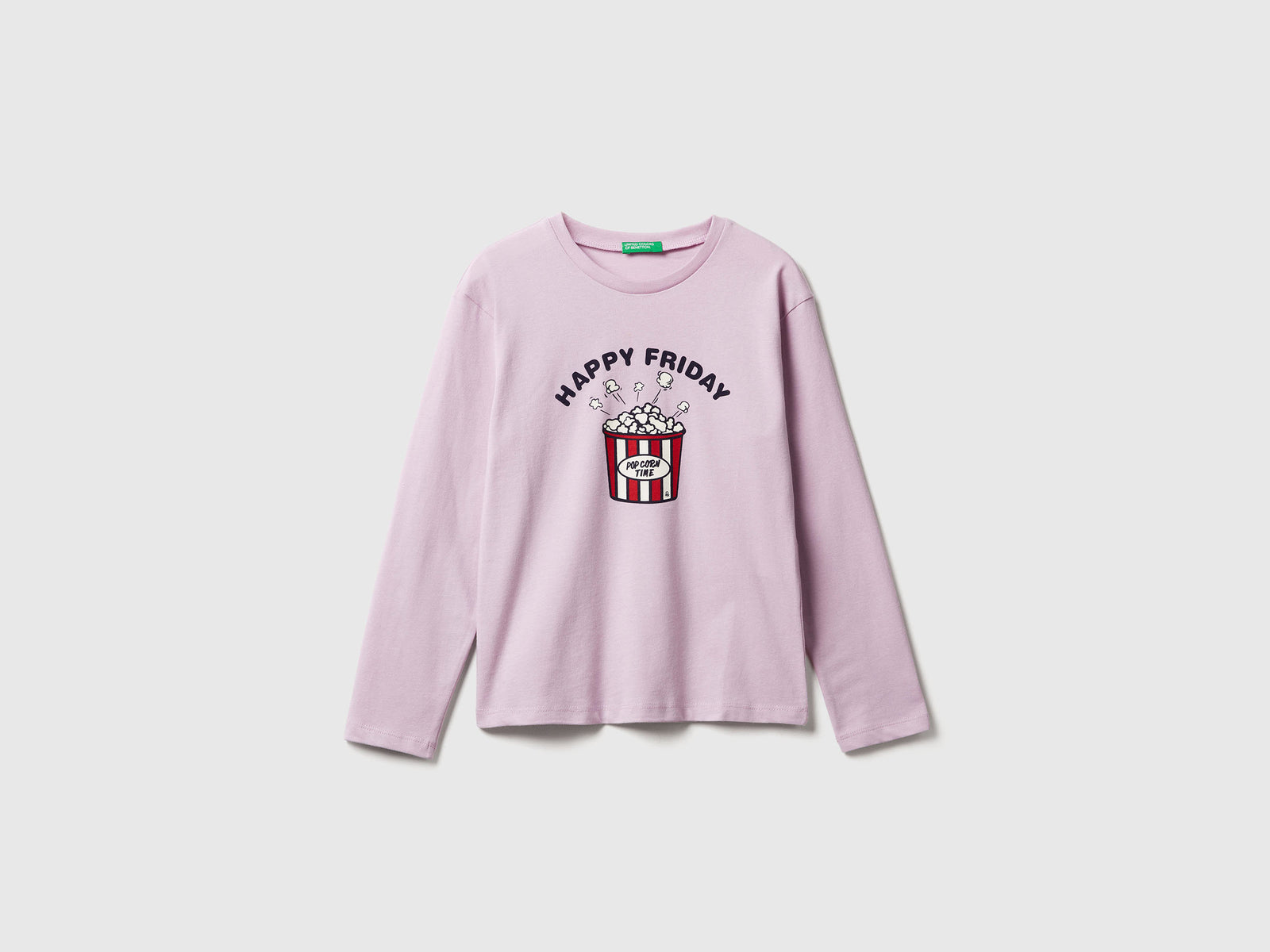 T-shirt con stampa da bambina lavanda | Benetton Outlet