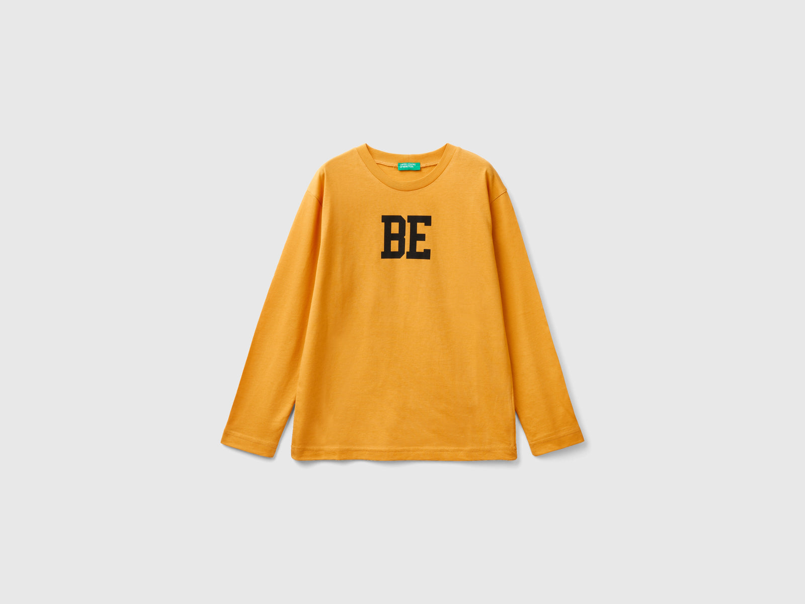 T-shirt manica lunga con logo da bambino giallo | Benetton Outlet