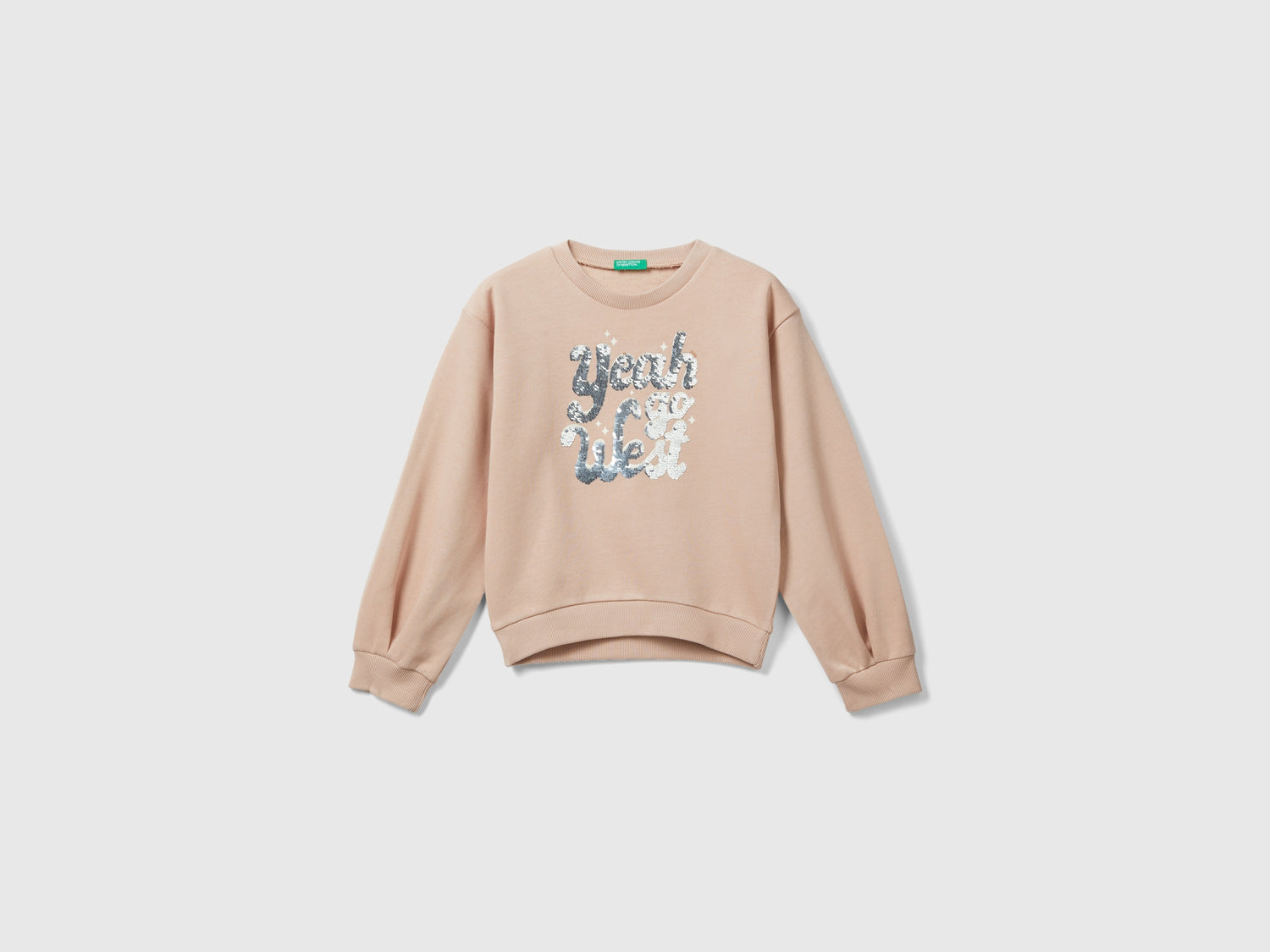 Felpa con paillettes reversibili da bambina rosa tenue | Benetton Outlet