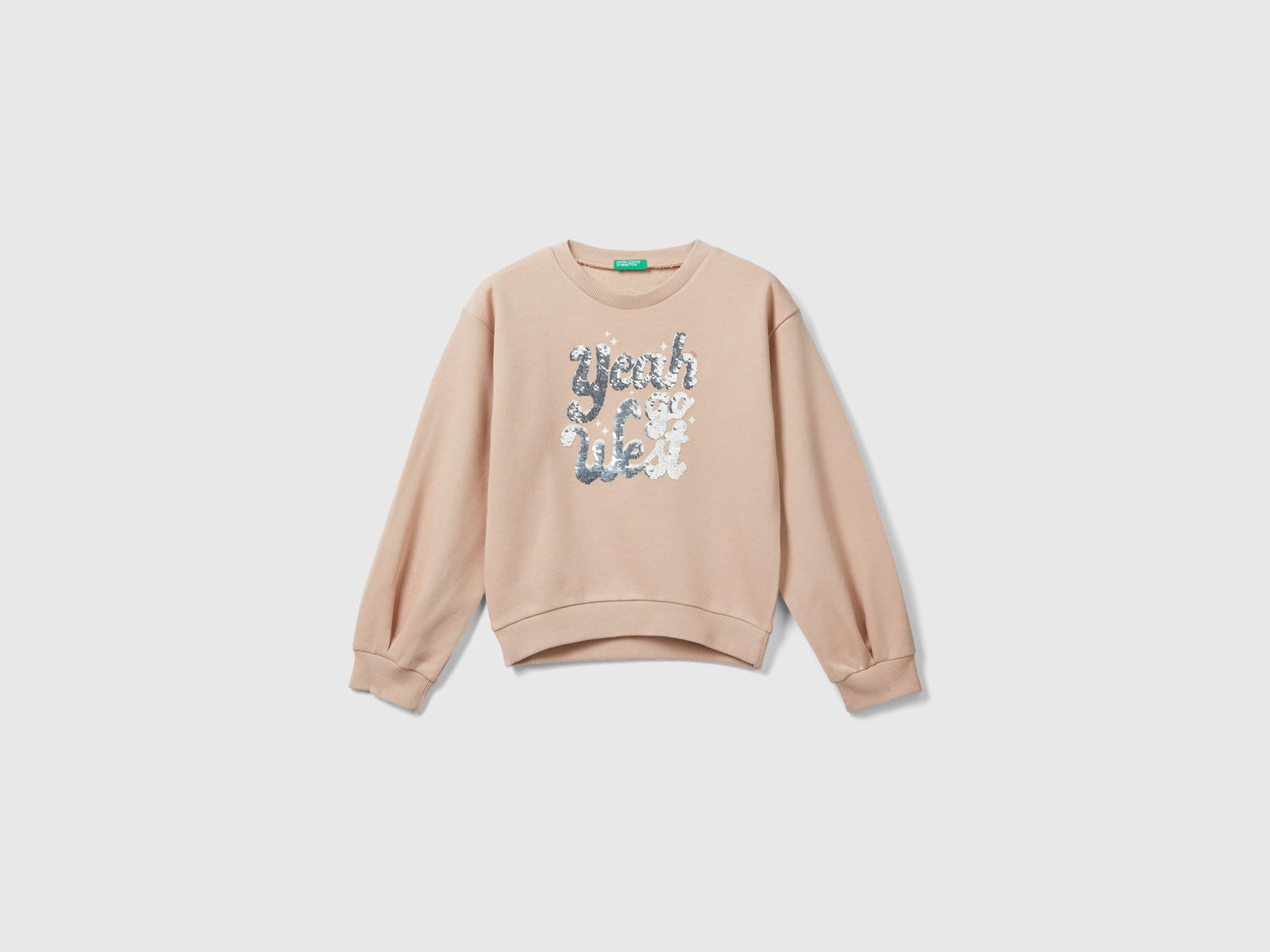 Felpa con paillettes reversibili da bambina rosa tenue | Benetton Outlet