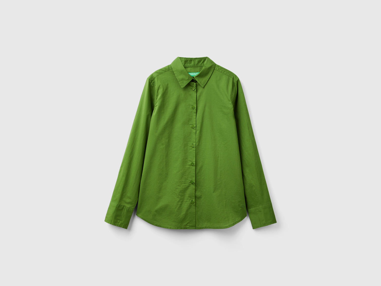 Camicia regular fit in cotone leggero da donna verde militare | Benetton Outlet