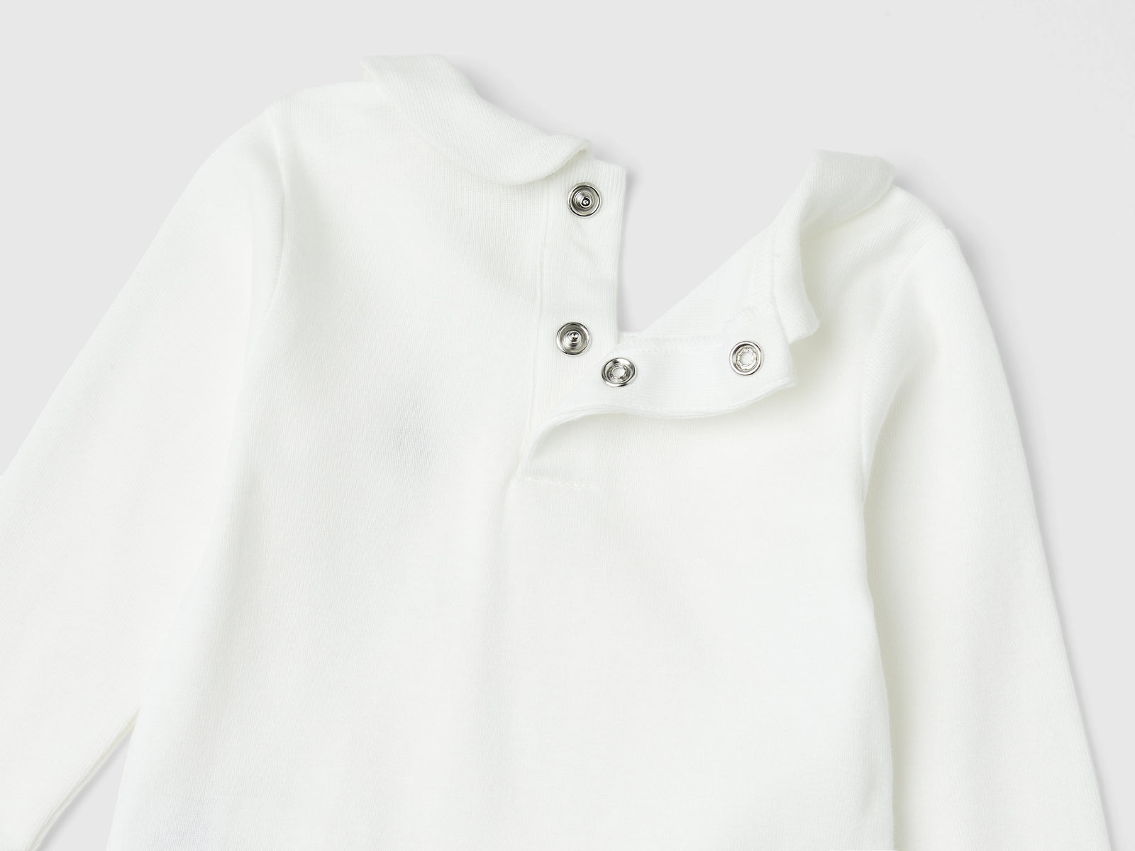 Body con colletto in cotone bio da neonato bianco panna 3 | Benetton Outlet