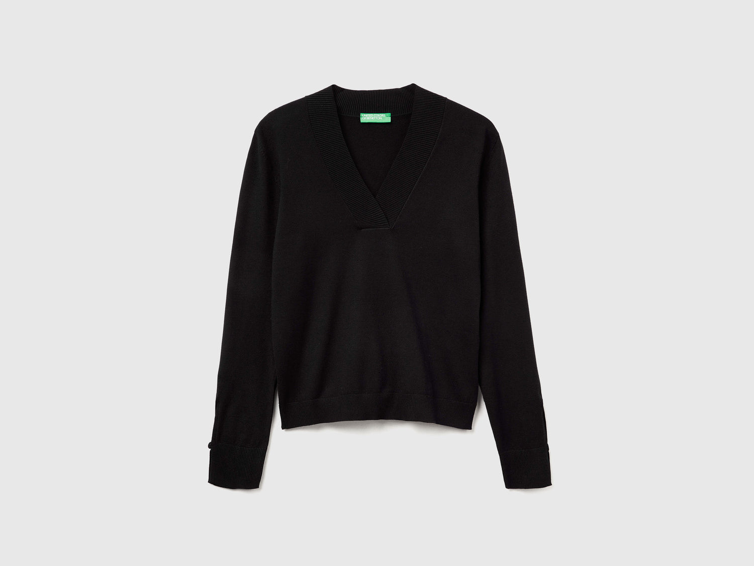 Maglia con scollo a V da donna nero | Benetton Outlet