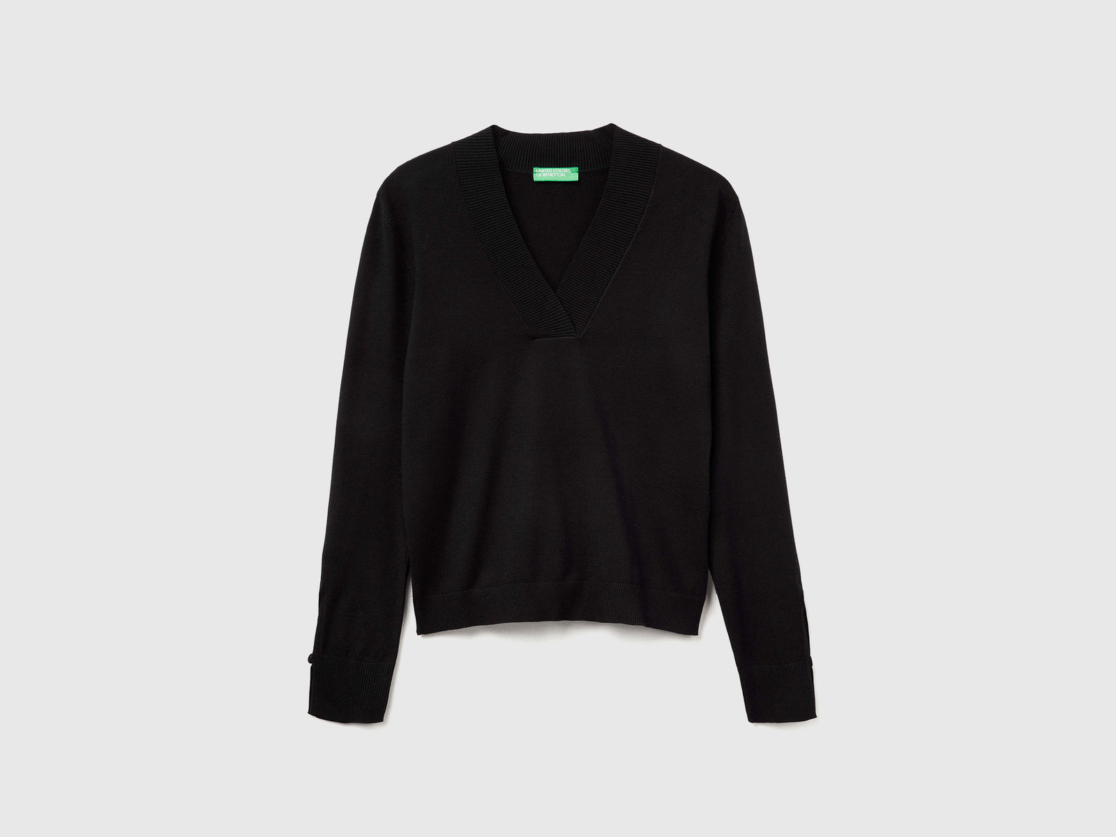 Maglia con scollo a V da donna nero | Benetton Outlet