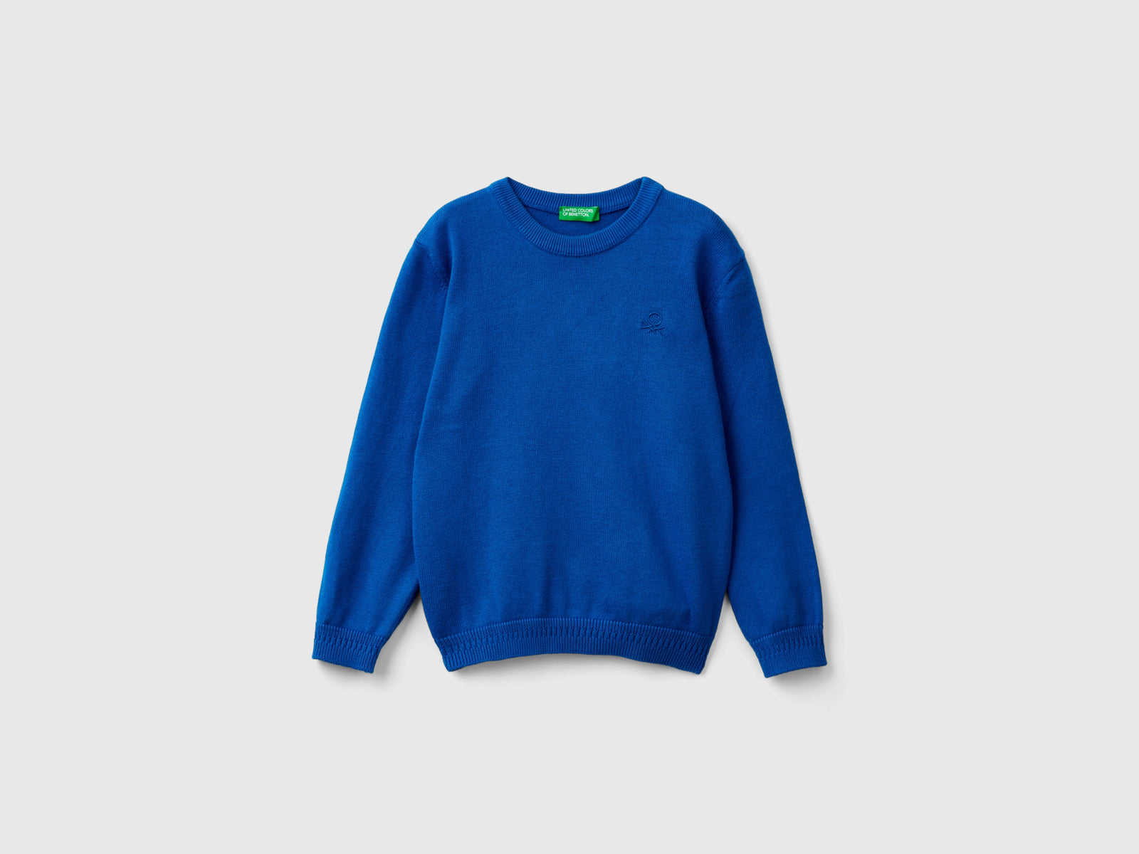 Maglioncino in puro cotone con logo da bimbo bluette | Benetton Outlet