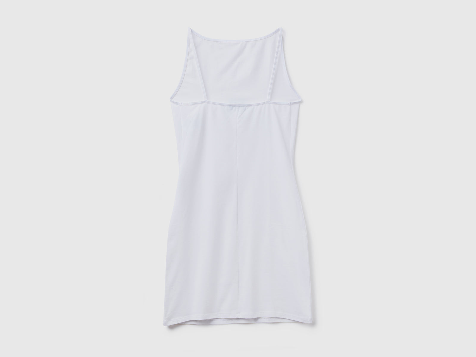 Vestito corto smanicato in cotone elasticizzato dalla vestibilità aderente da donna bianco 2 | Benetton Outlet