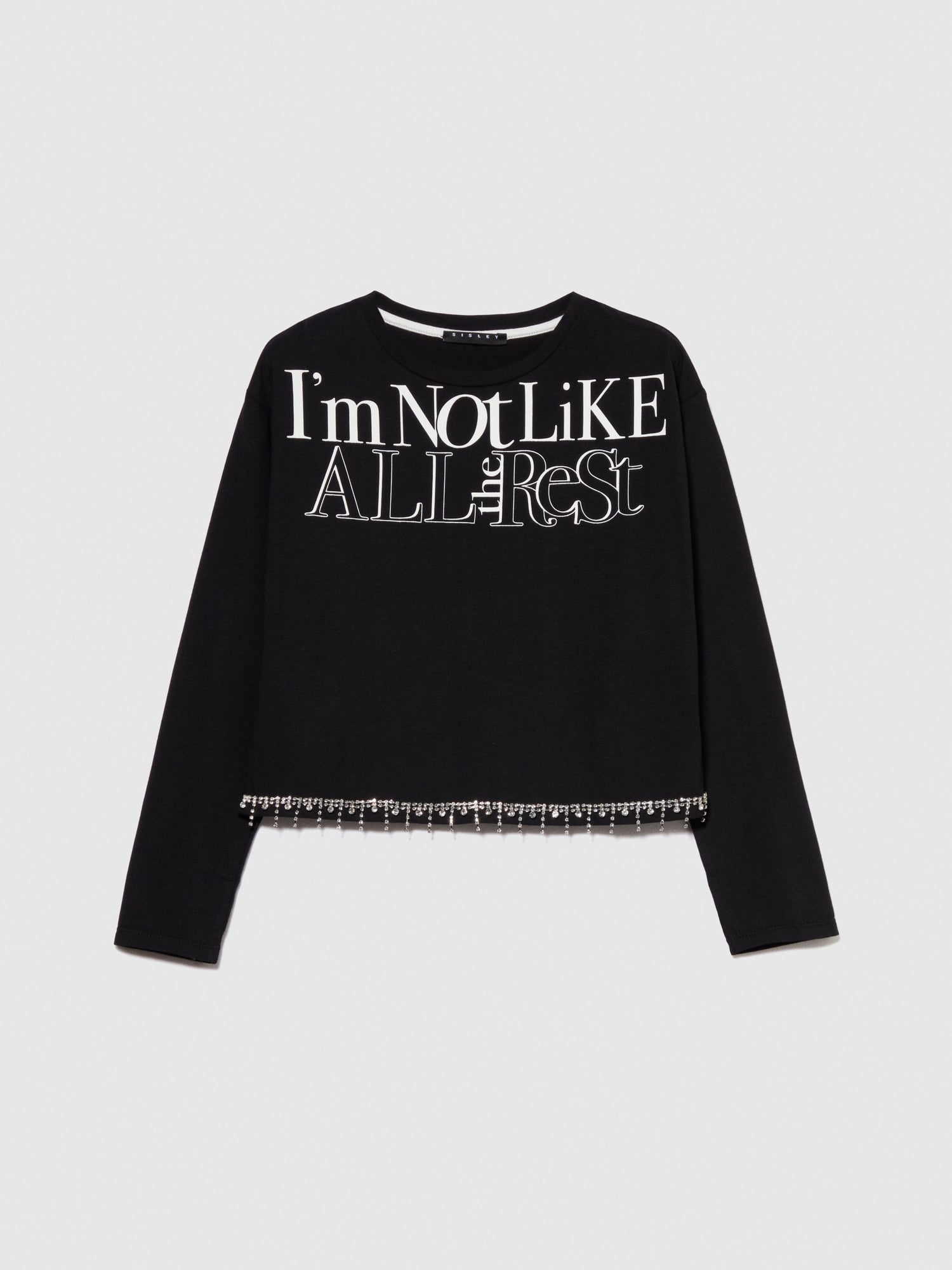 T-shirt con dettaglio gioiello da bambina nero | Sisley young Outlet