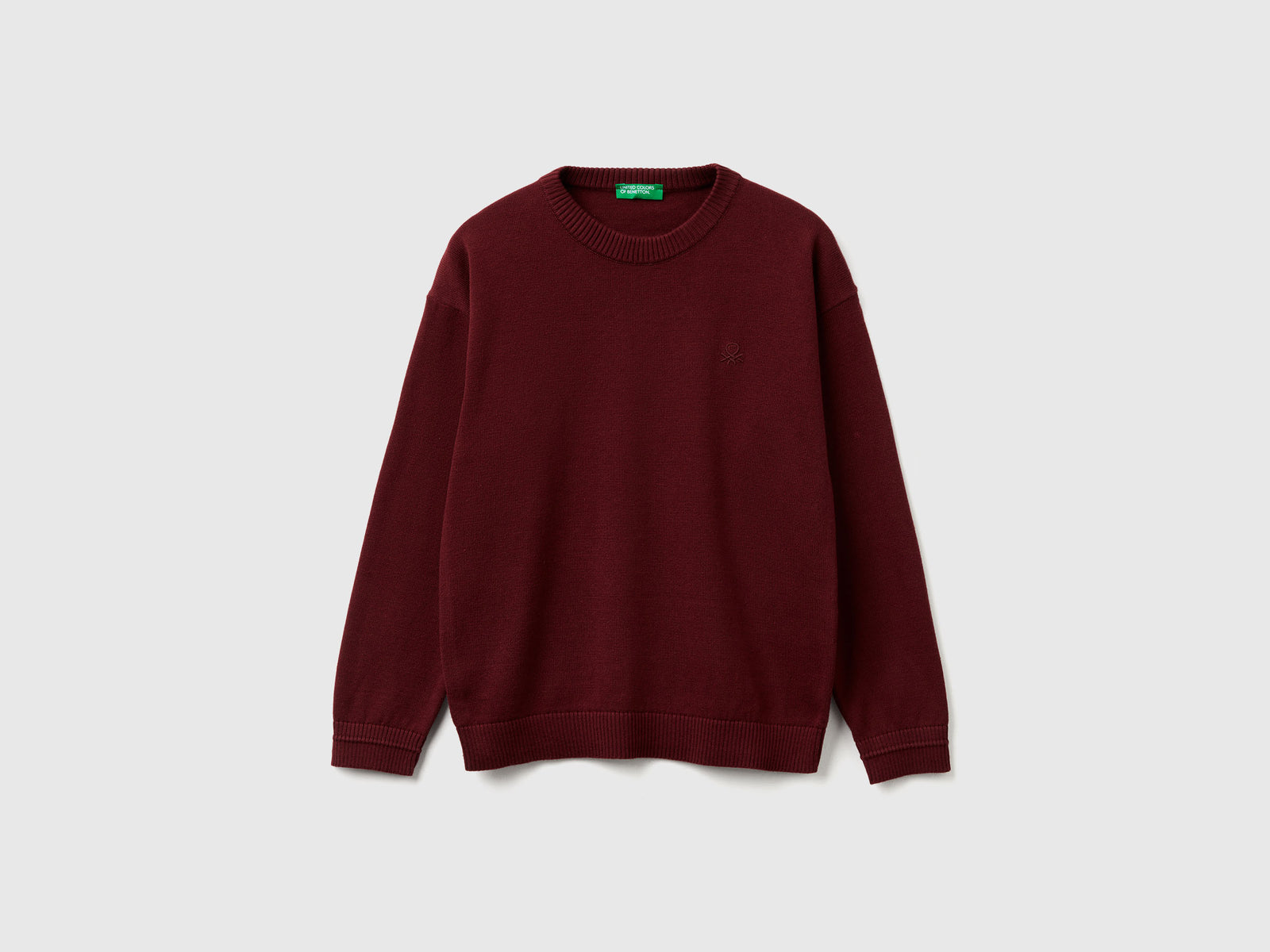 Maglia girocollo 100% cotone da bambino bordeaux | Benetton Outlet