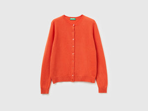 Cardigan girocollo in pura lana Merino