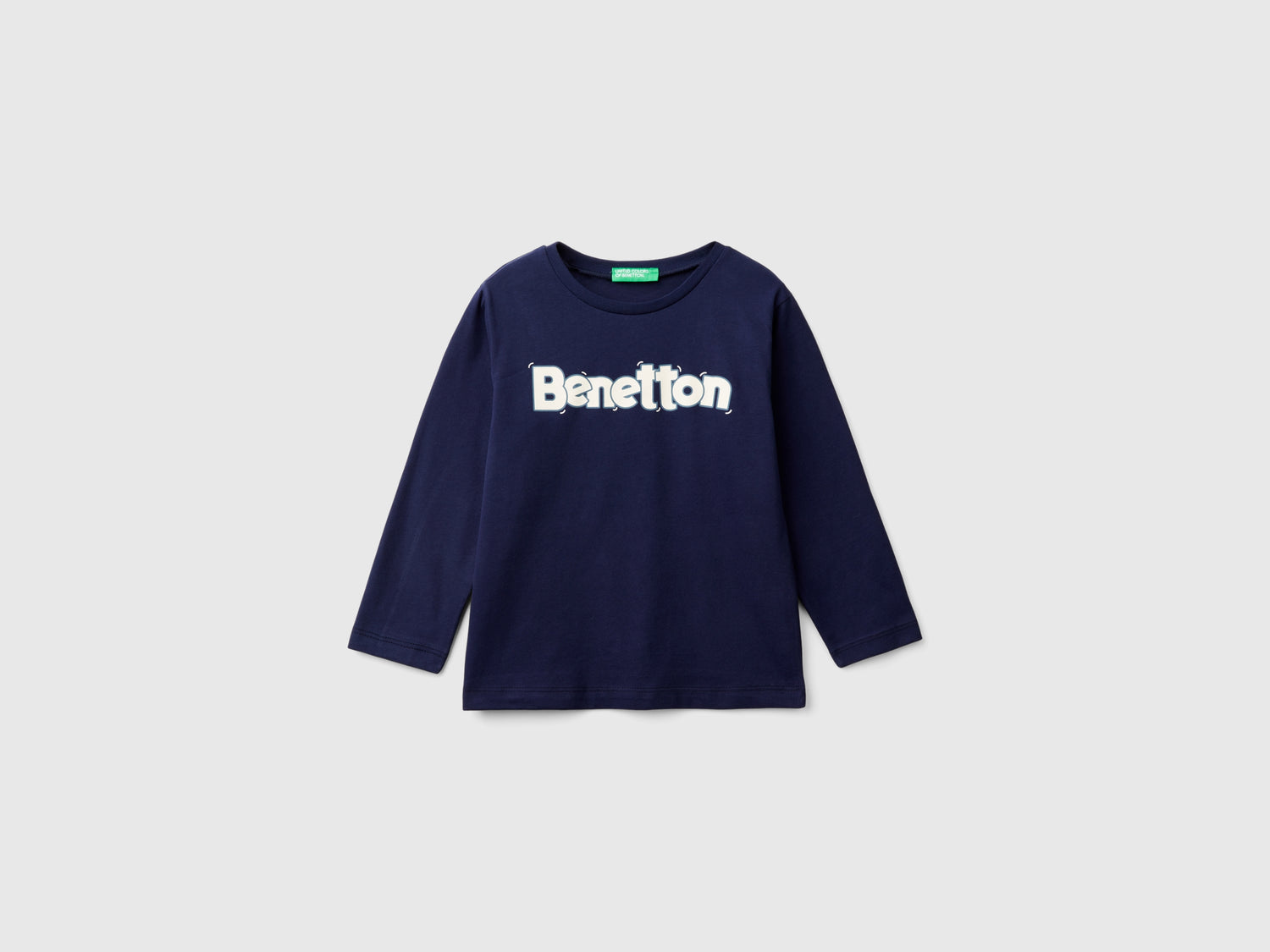 Maglietta girocollo in caldo cotone bio da bimbo blu scuro | Benetton Outlet