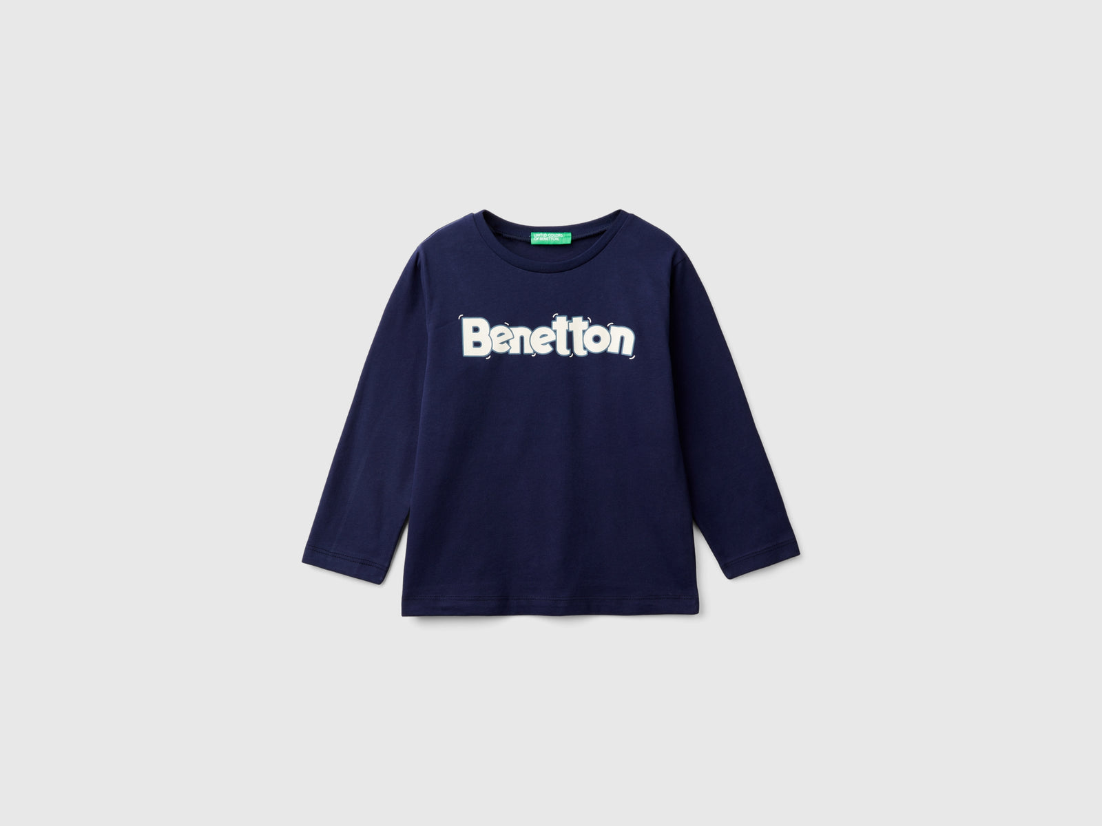 Maglietta girocollo in caldo cotone bio da bimbo blu scuro | Benetton Outlet