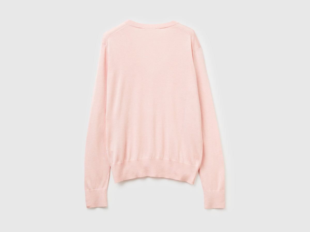 Maglia con scollo a V in misto seta