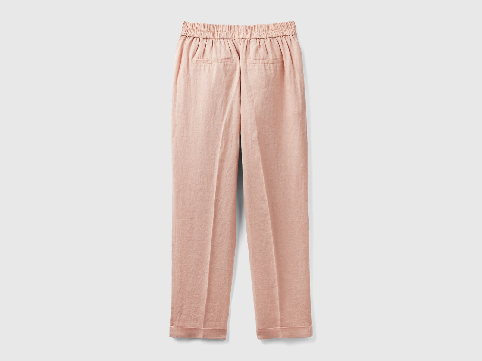 Pantaloni cropped in 100% lino da donna rosa tenue 2 | Benetton Outlet